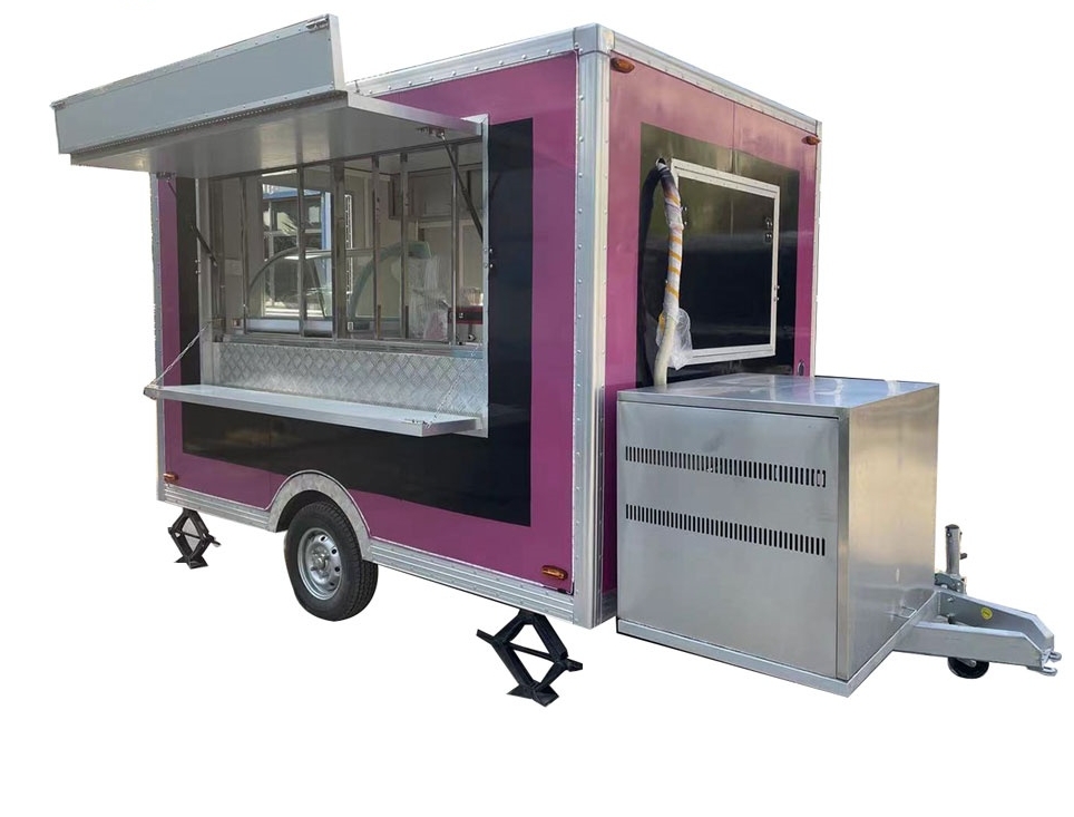 3m（10ft）Squqre pink,black food trailer