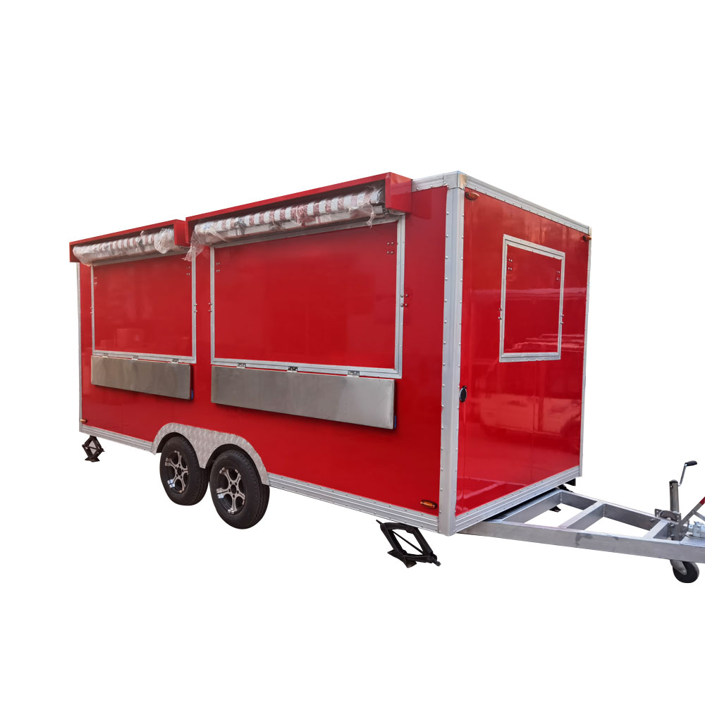 4.8m （16ft）Squqre red food trailer
