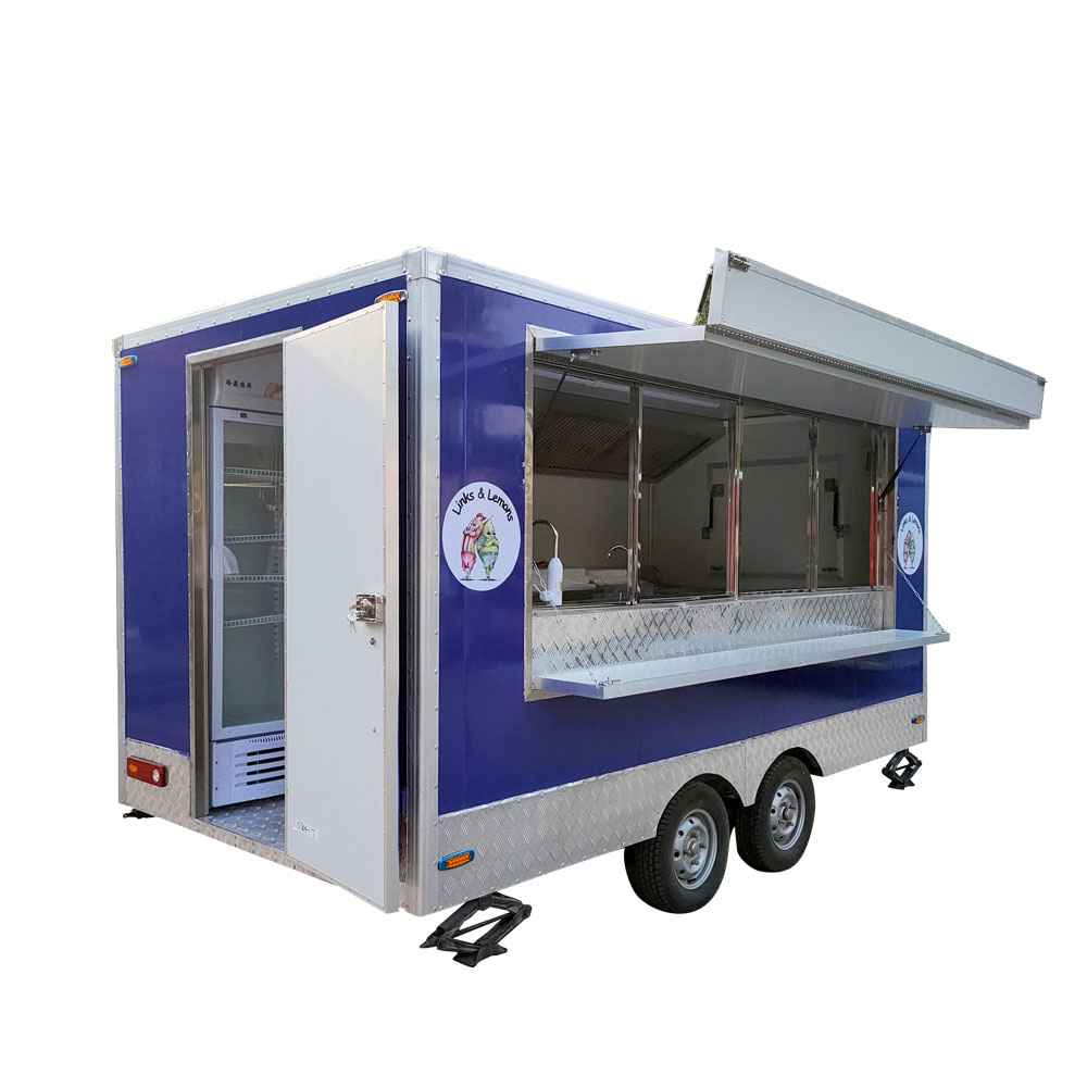 4m（13ft） Squqre blue food trailer