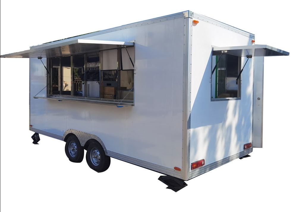 4.5m（15ft）Squqre white food trailer