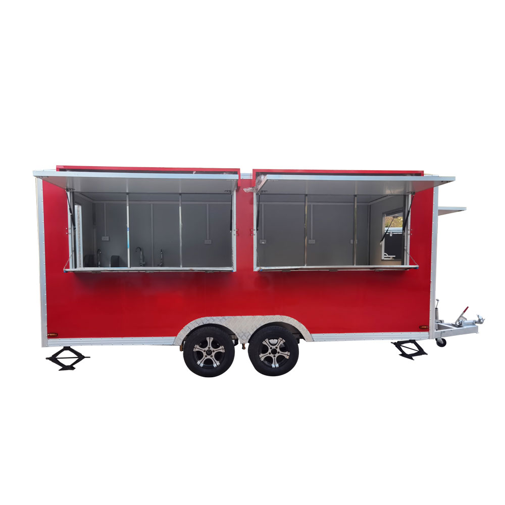 4.8m （16ft）Squqre red food trailer