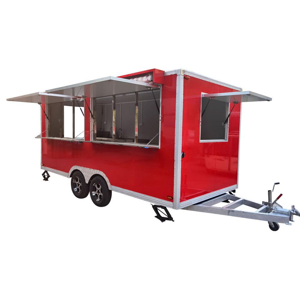 4.8m （16ft）Squqre red food trailer