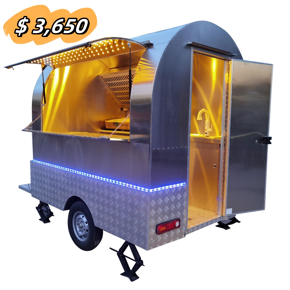 2.3m (7.5ft) Stainless Steel Round Shape Food Trailer