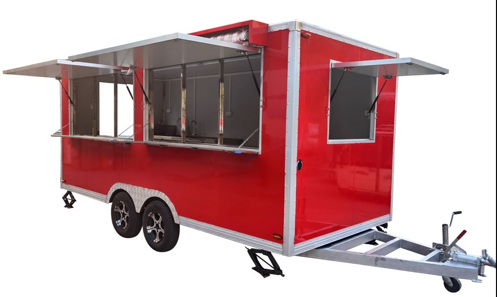 4.8m （16ft）Squqre red food trailer