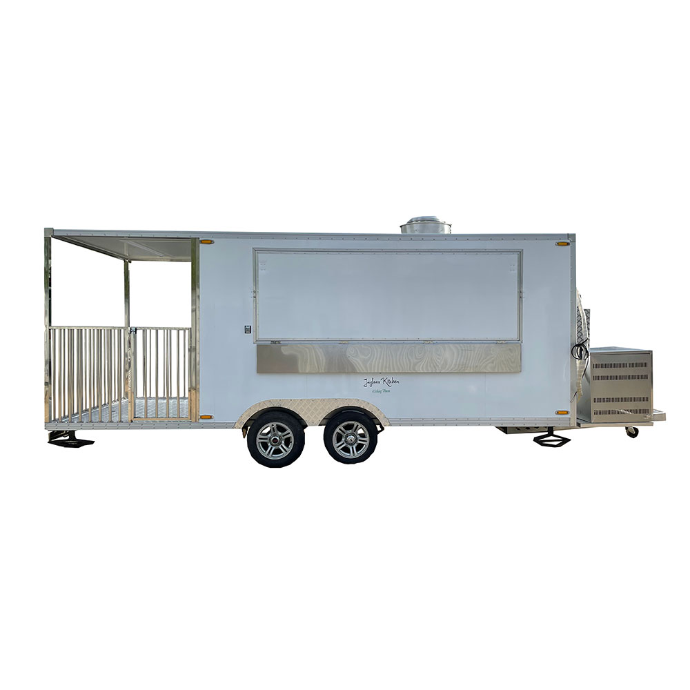 5.5m (18ft) White food trailer