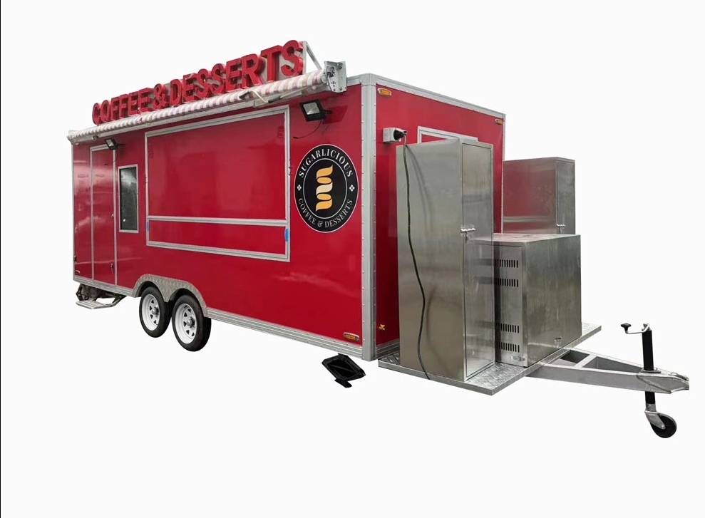 5.5m (18ft) Red food trailer