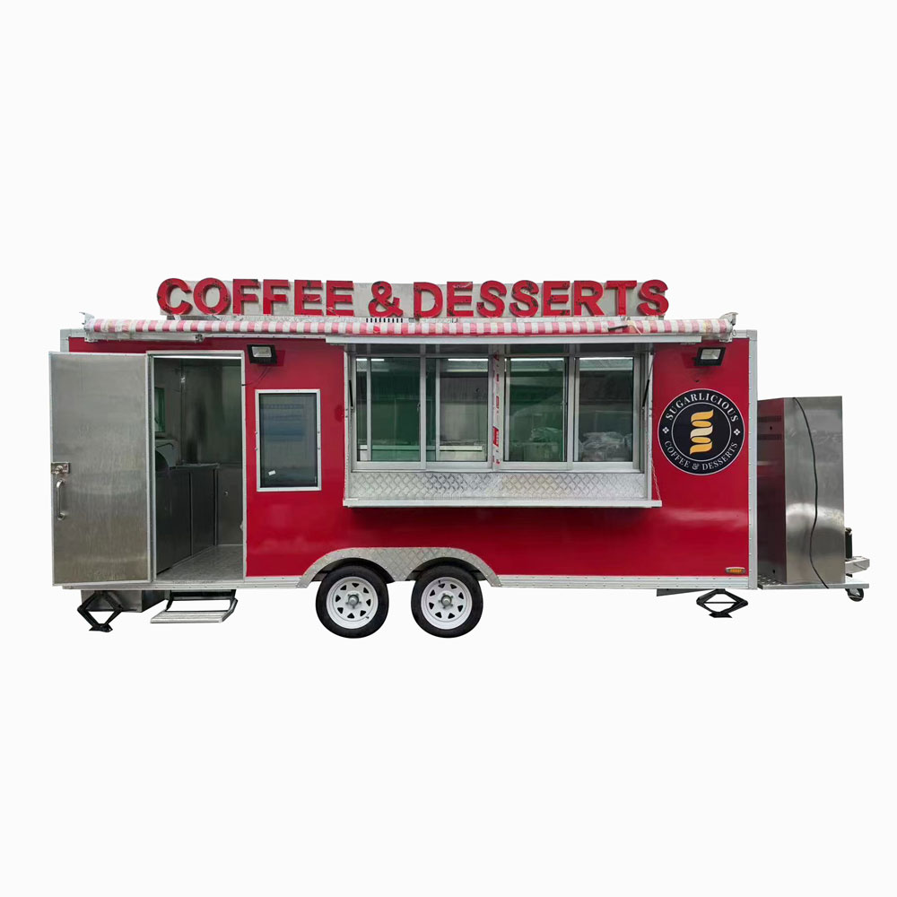 5.5m (18ft) Red food trailer