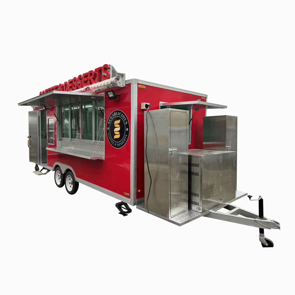 5.5m (18ft) Red food trailer