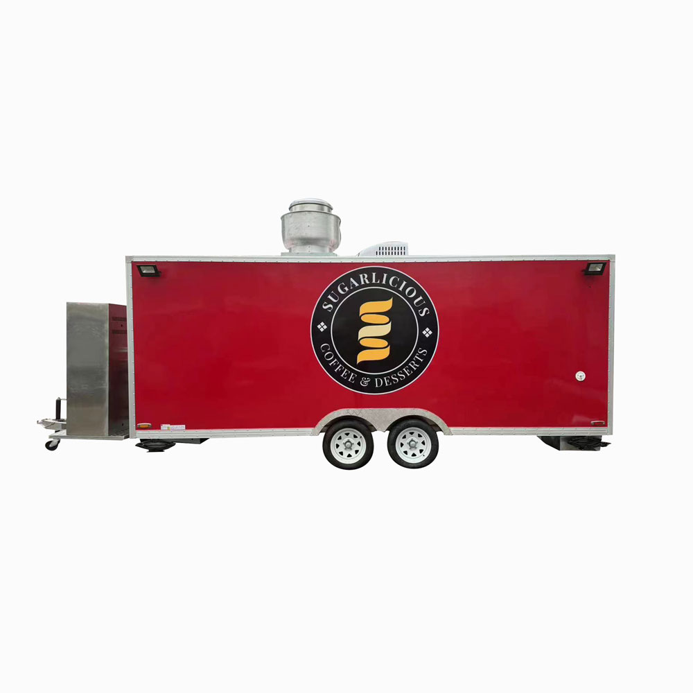 5.5m (18ft) Red food trailer