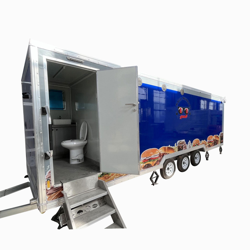 6.8m (22ft) Blue square trailer with toilet