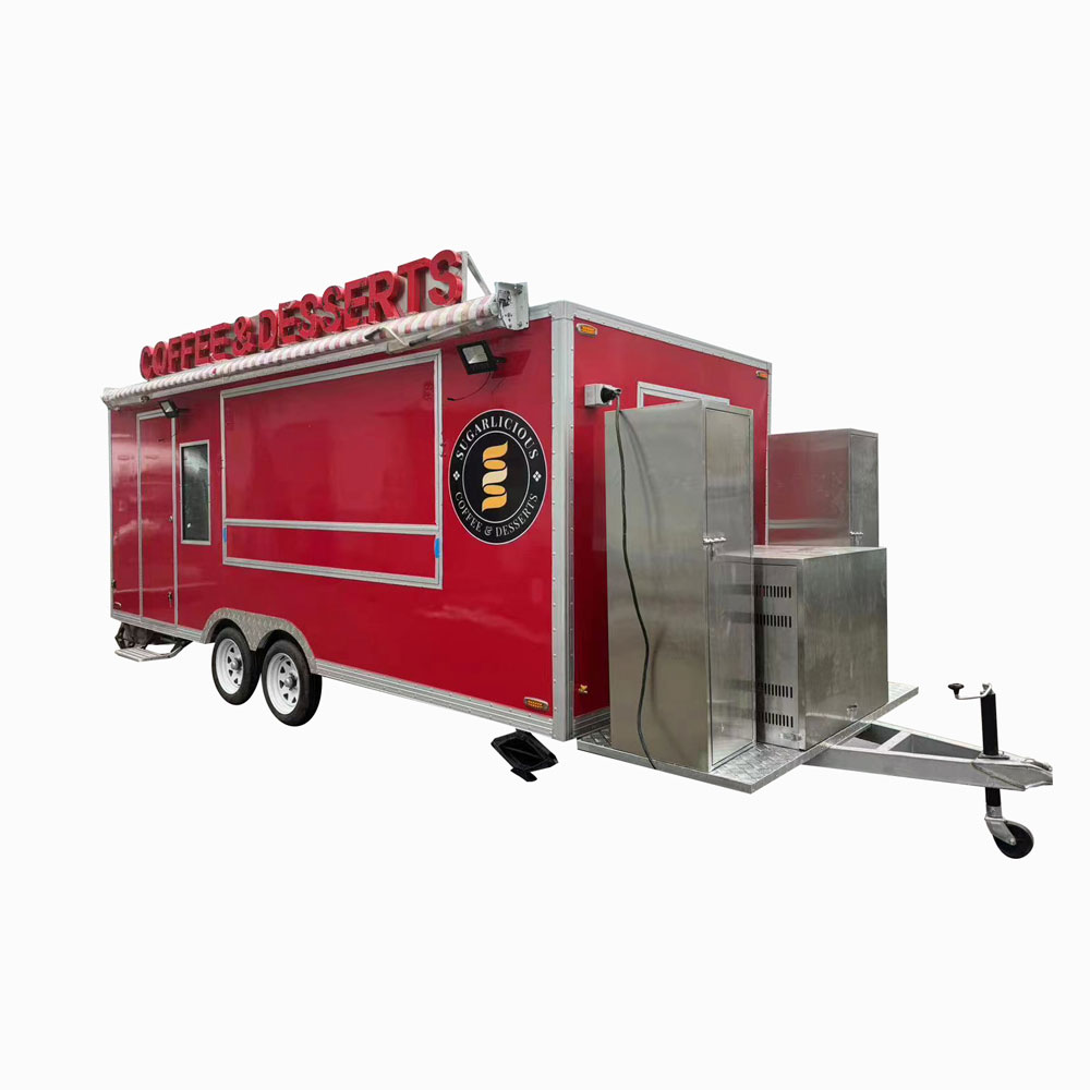 5.5m (18ft) Red food trailer