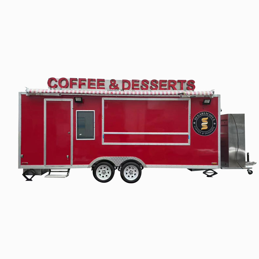 5.5m (18ft) Red food trailer