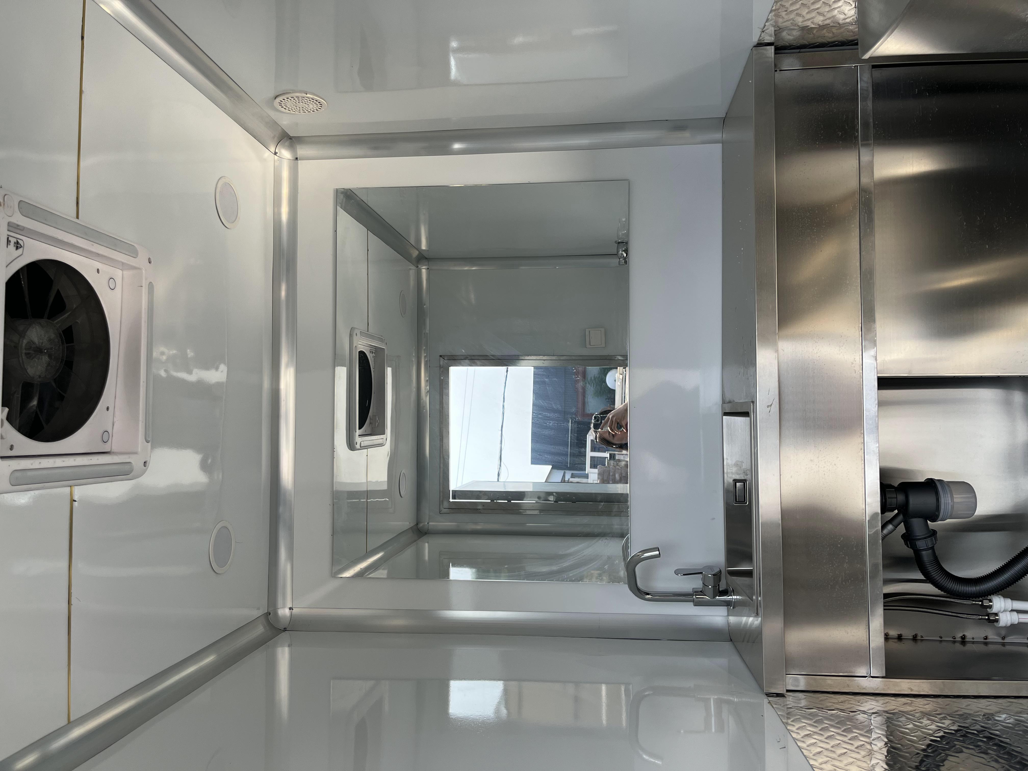 Blue Portable toilet trailer