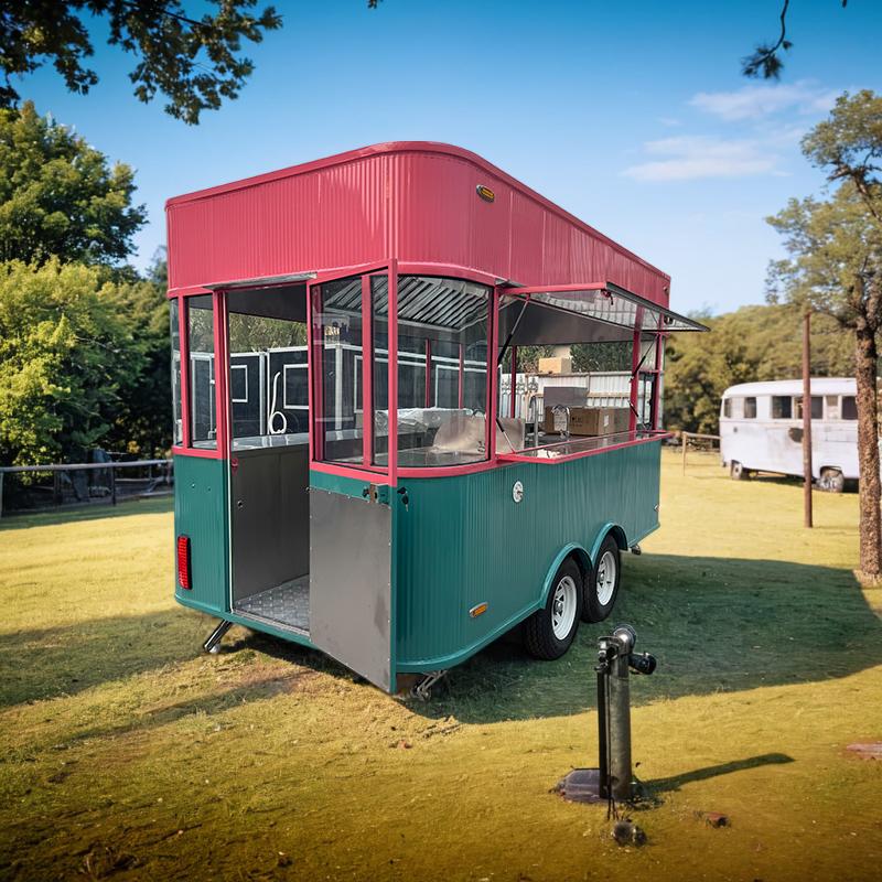 Red Green portable food truck trailer