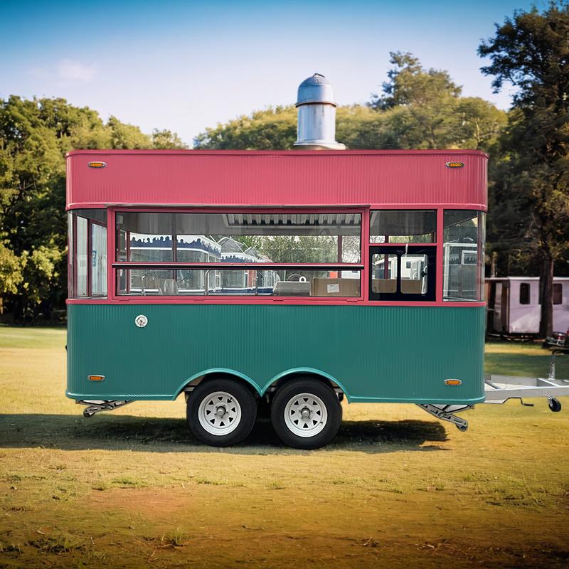 Red Green portable food truck trailer
