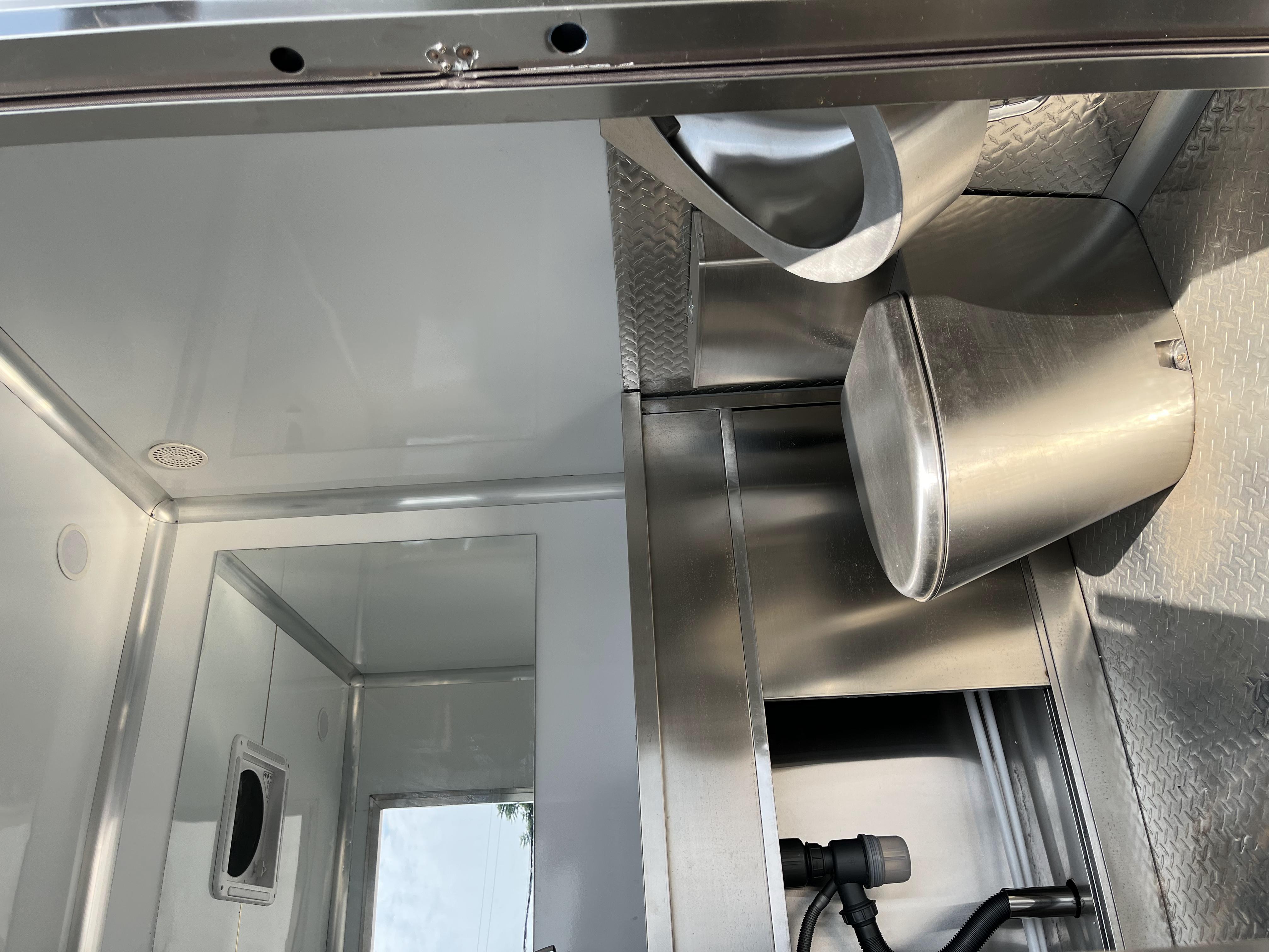 Blue Portable toilet trailer