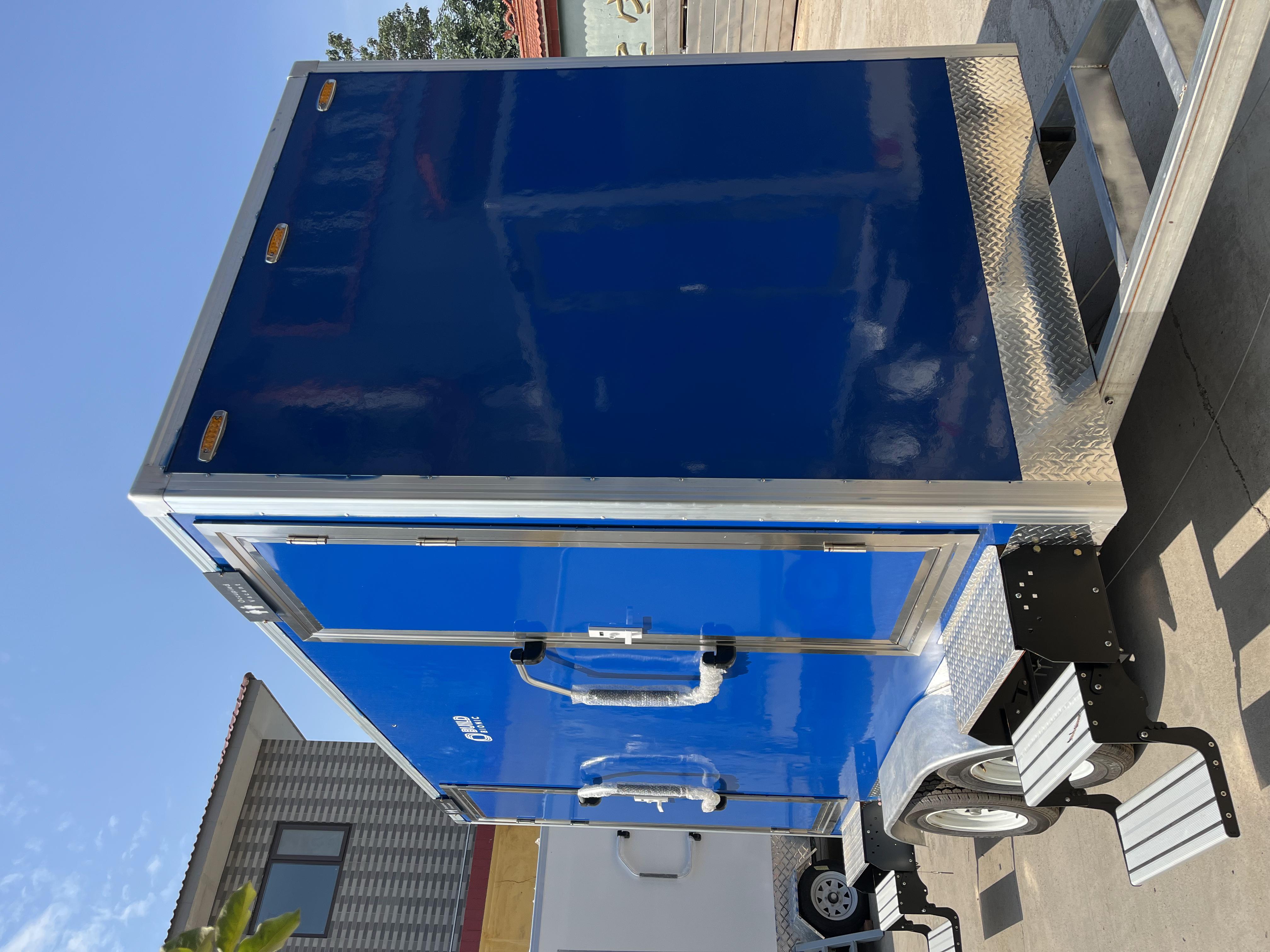 Blue Portable toilet trailer