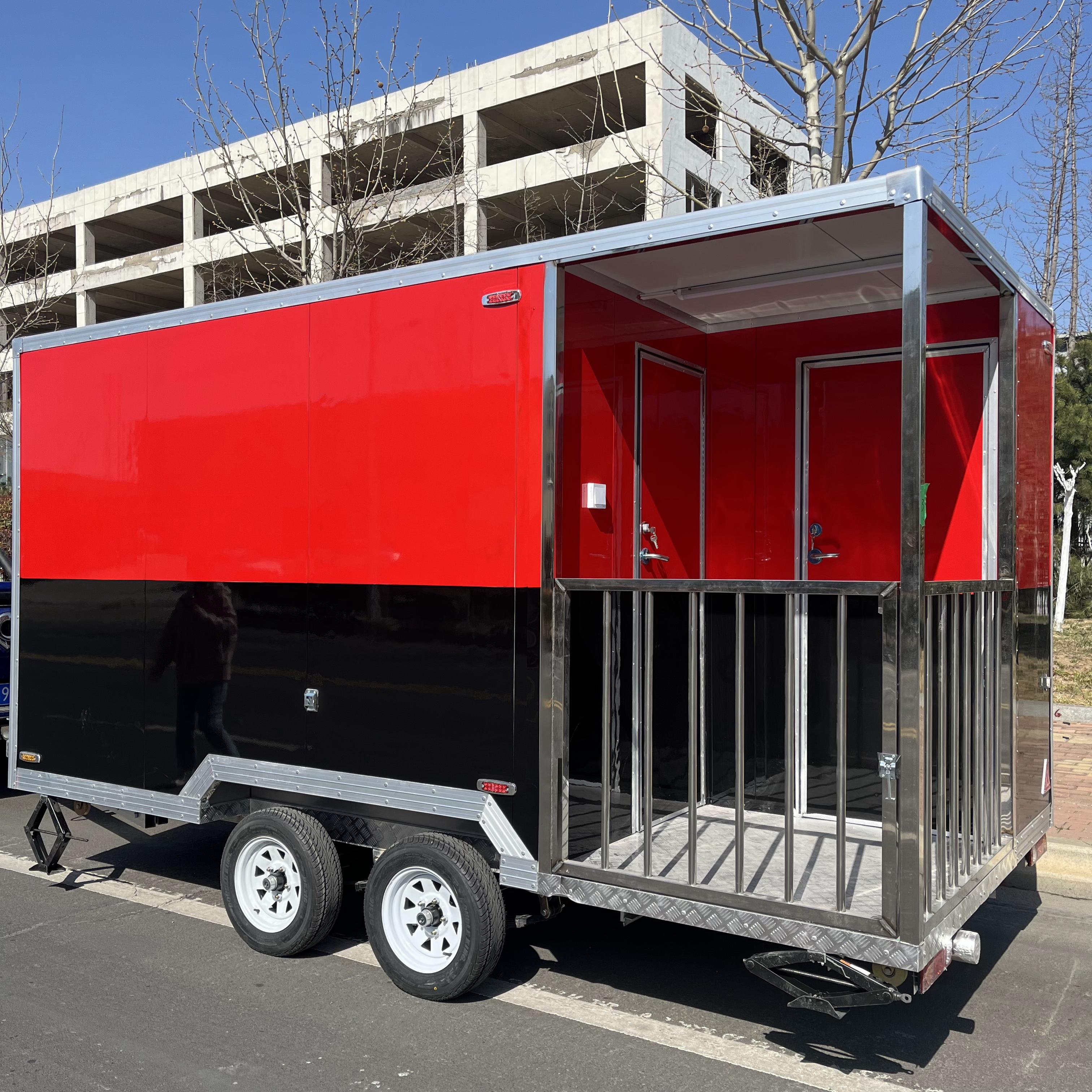Portable black and red trailer