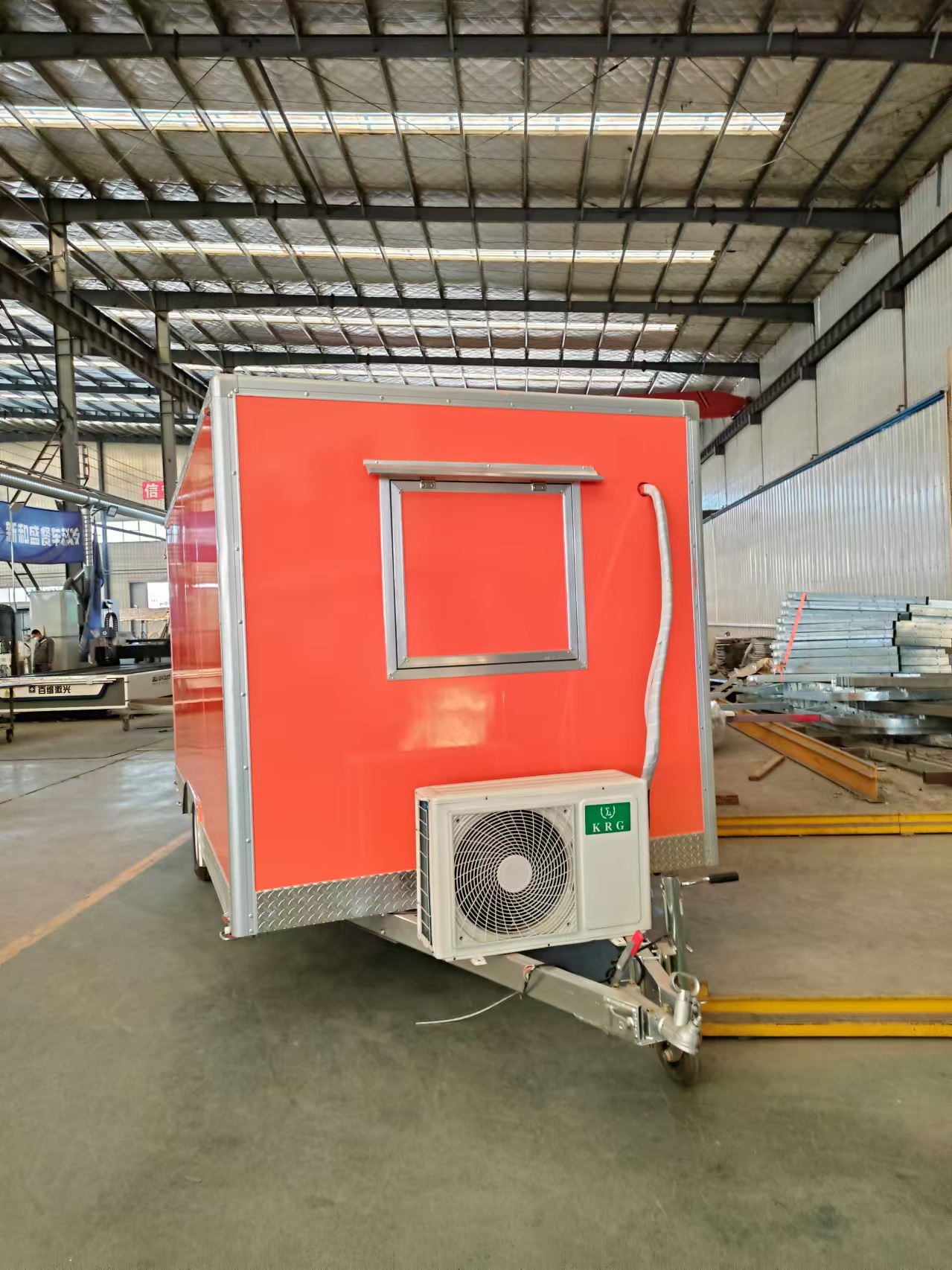 Orange 4-meter square dining cart, large-capacity operation counter, sunshade and rain protection mobile dining space