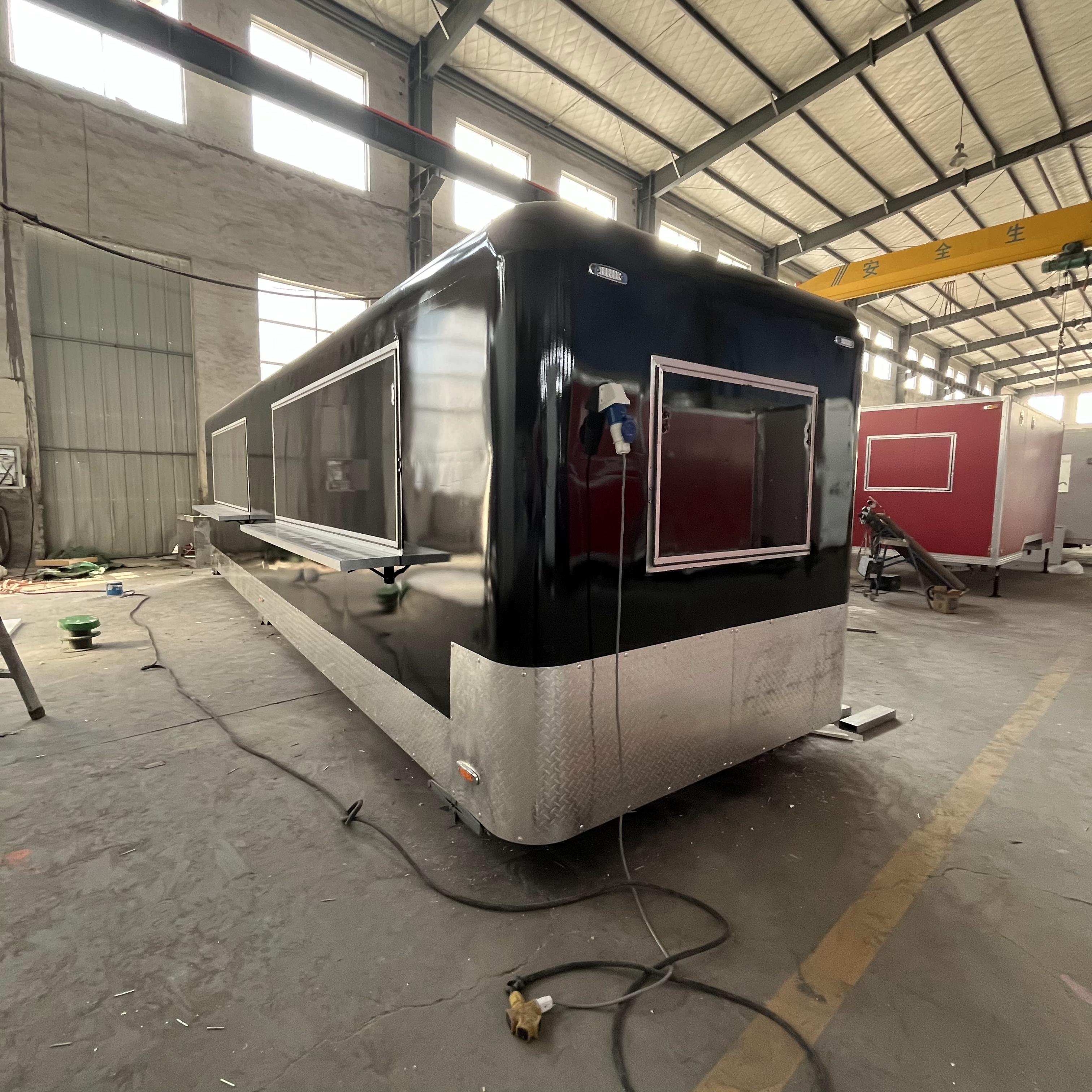 Cool black and fashionable style trailer food truck, mobile food station, start a delicious journey