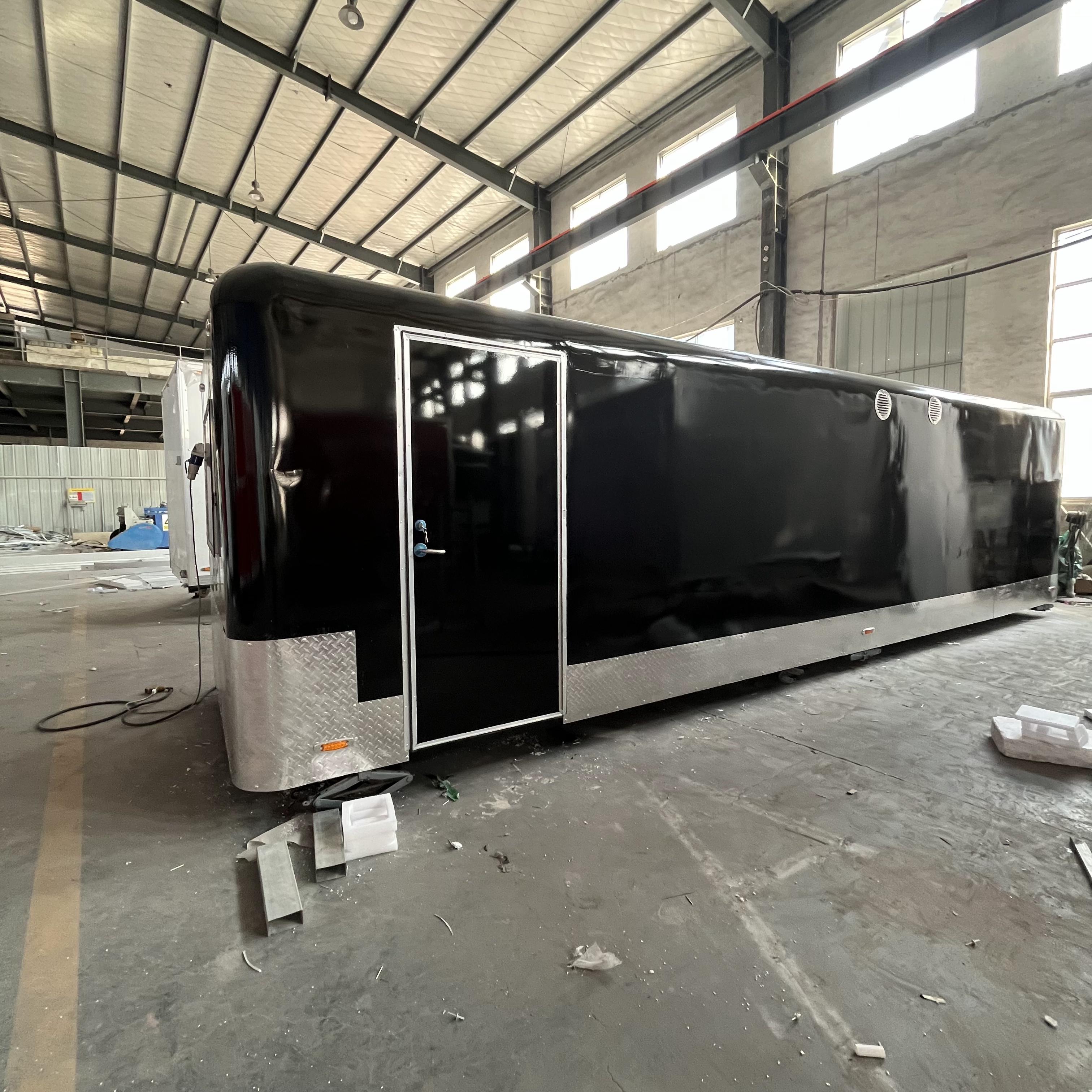 Cool black and fashionable style trailer food truck, mobile food station, start a delicious journey