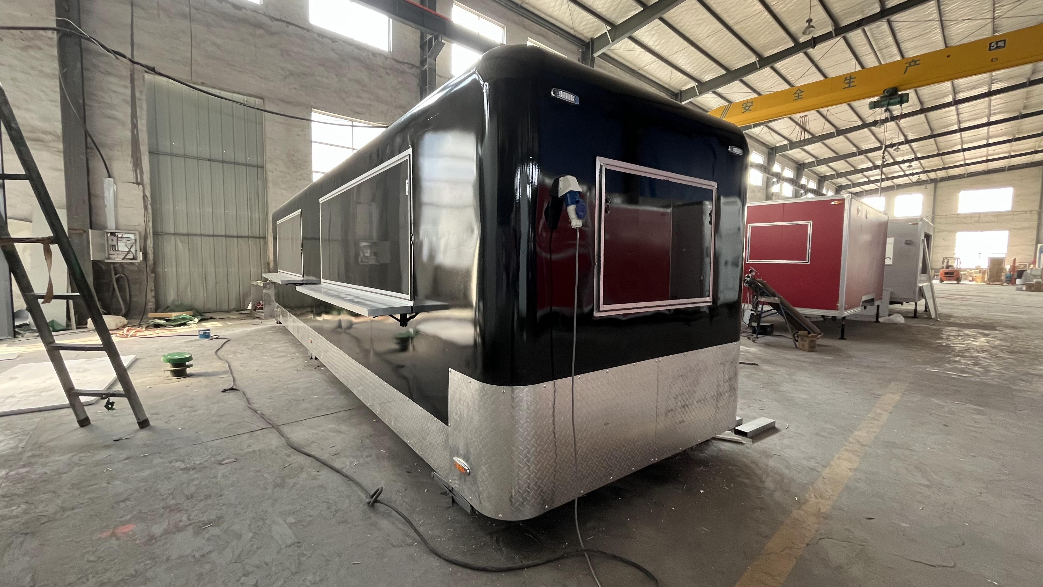 Cool black and fashionable style trailer food truck, mobile food station, start a delicious journey