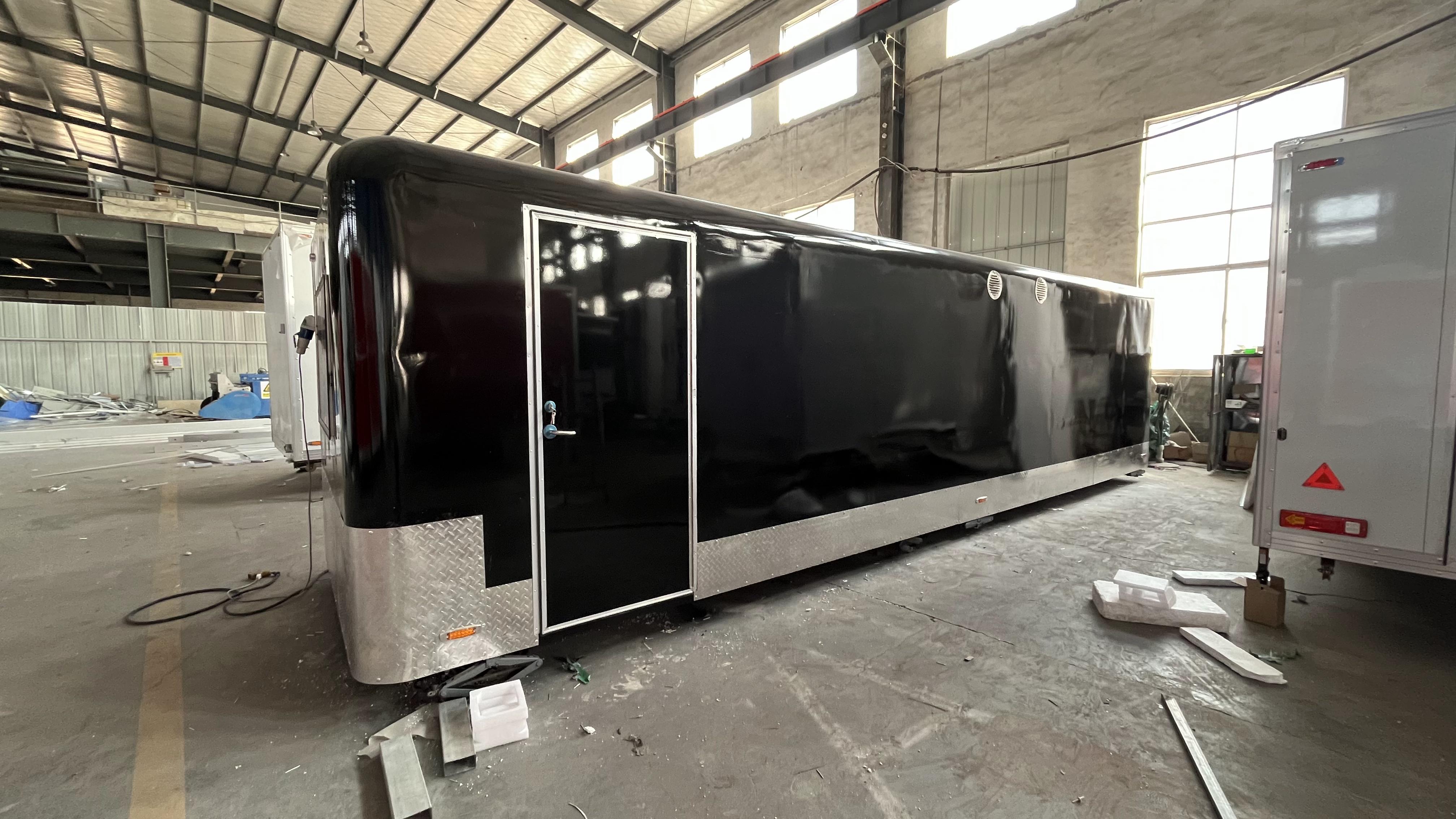 Cool black and fashionable style trailer food truck, mobile food station, start a delicious journey
