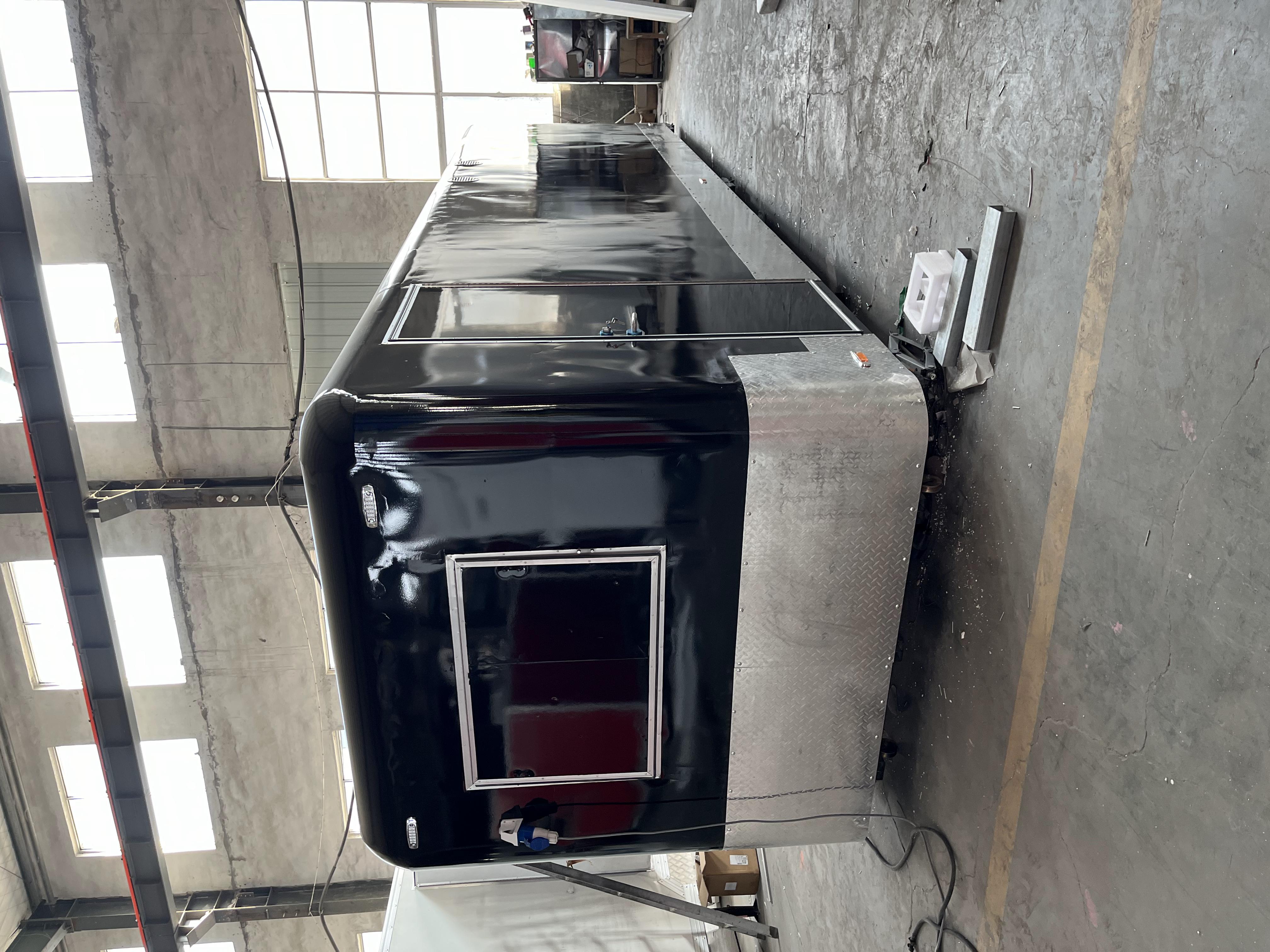 Cool black and fashionable style trailer food truck, mobile food station, start a delicious journey