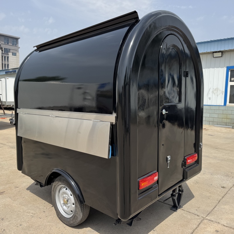 "Black small traction food cart, multi-functional integrated, meeting diverse business needs"