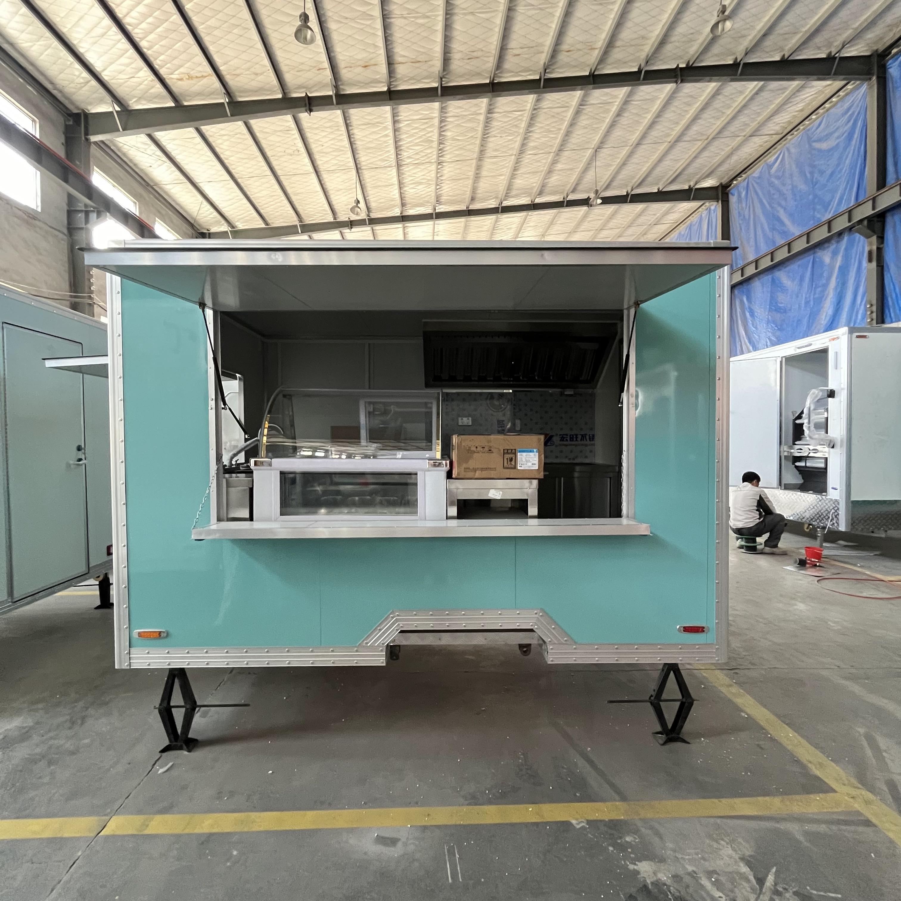 Blue-green retro food truck trailer