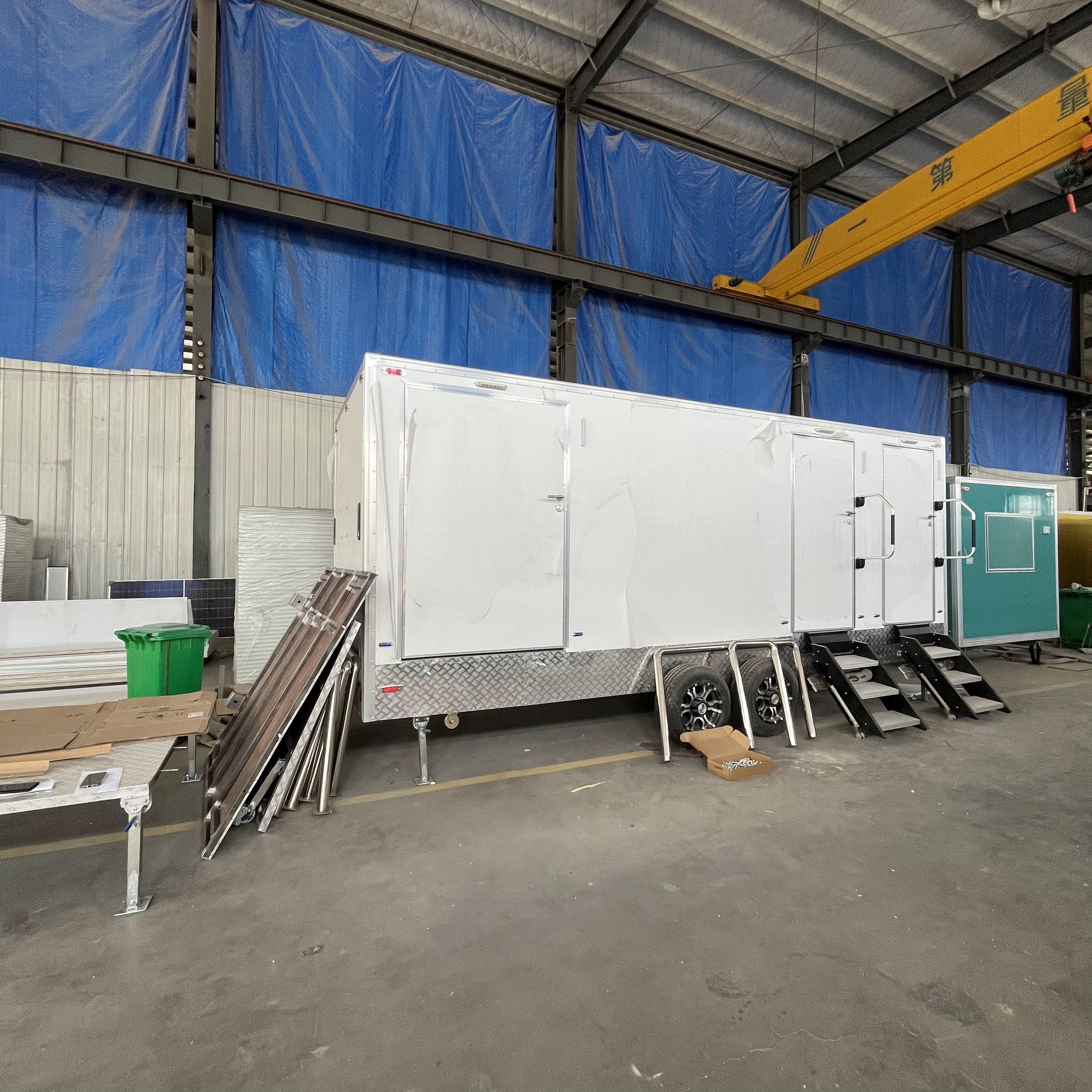 The new three-room mobile toilet trailer is easy to tow and creates a comfortable toilet experience