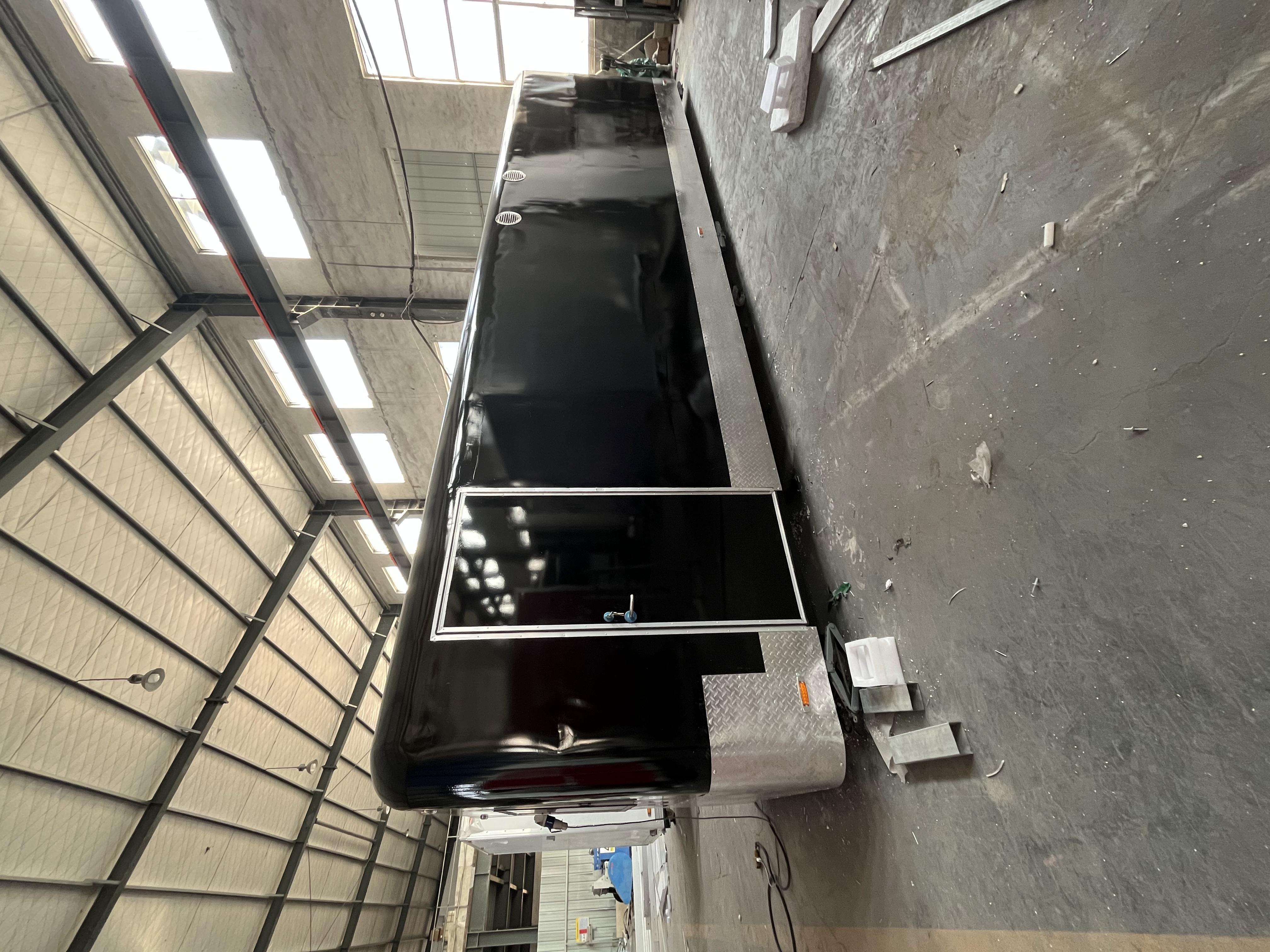 Cool black and fashionable style trailer food truck, mobile food station, start a delicious journey