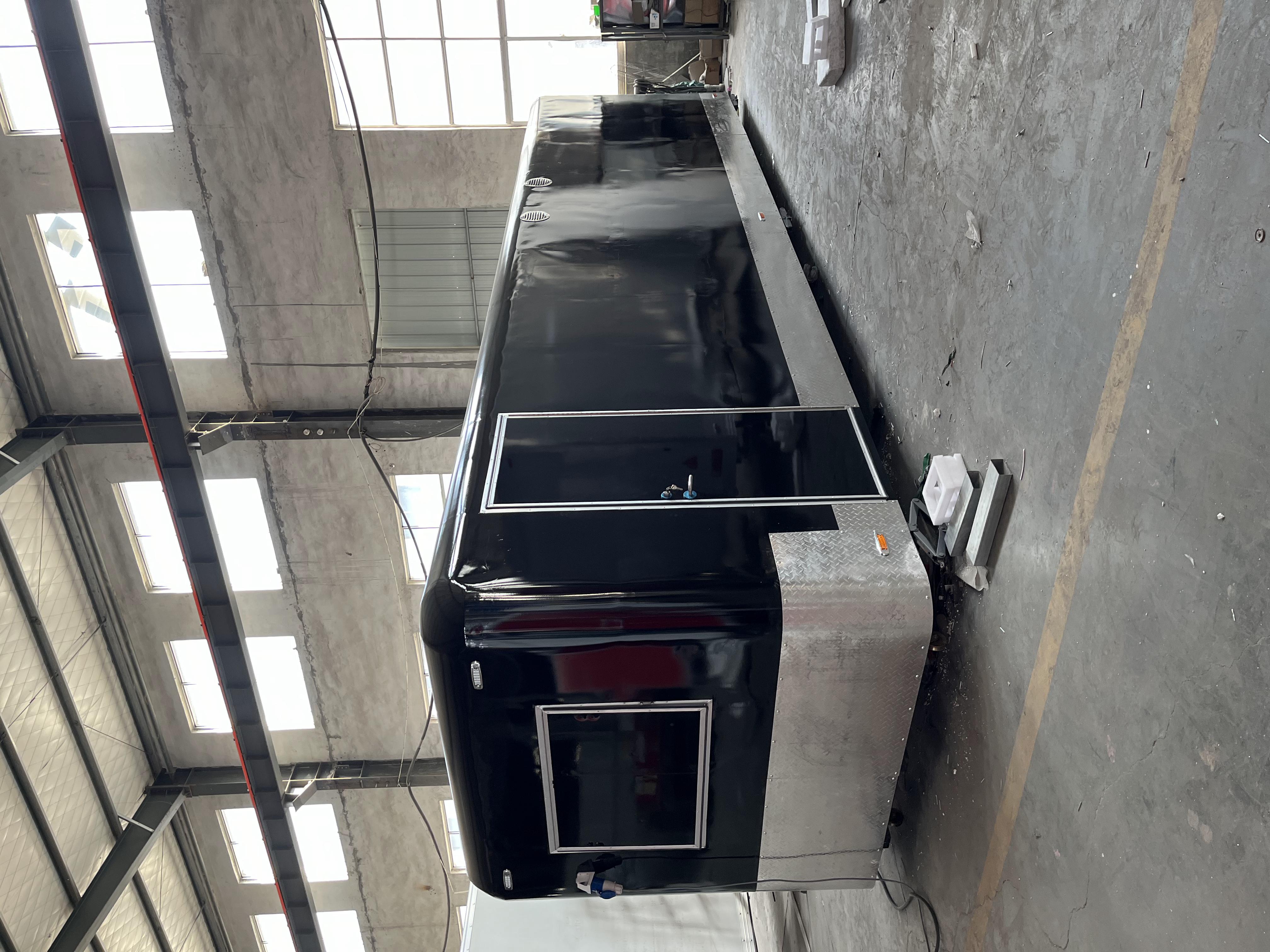 Cool black and fashionable style trailer food truck, mobile food station, start a delicious journey
