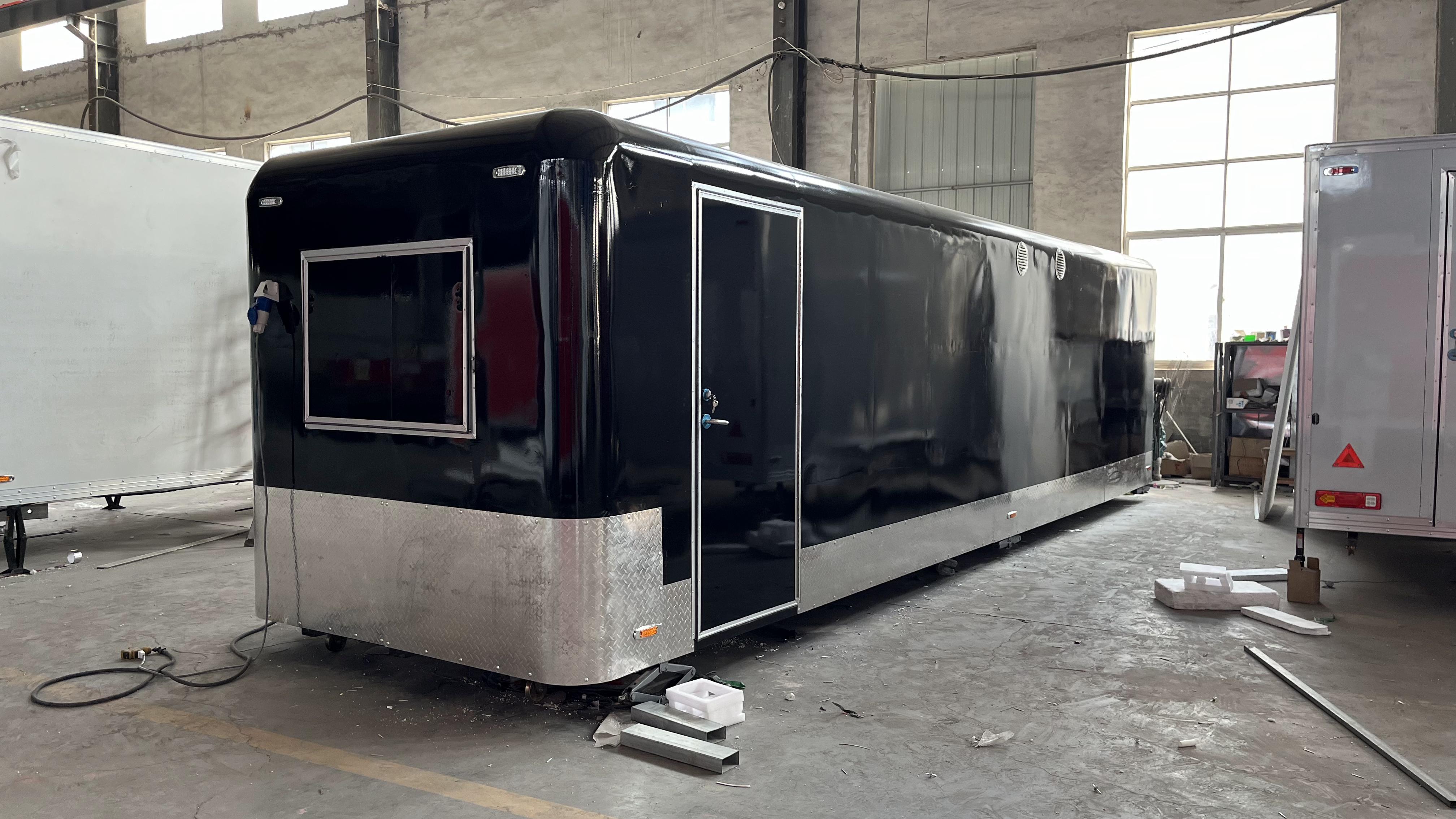 Cool black and fashionable style trailer food truck, mobile food station, start a delicious journey