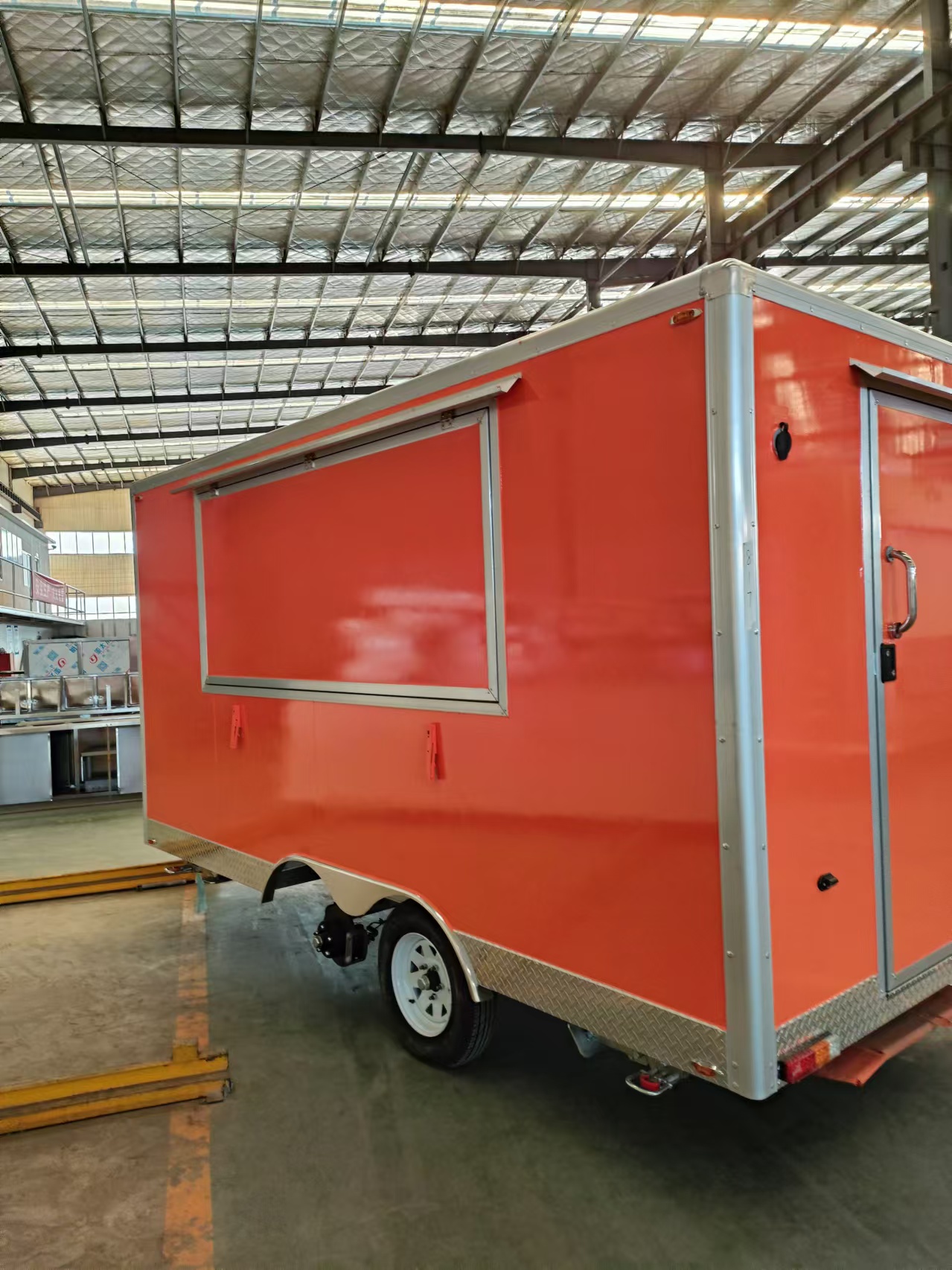 Orange 4-meter square dining cart, large-capacity operation counter, sunshade and rain protection mobile dining space