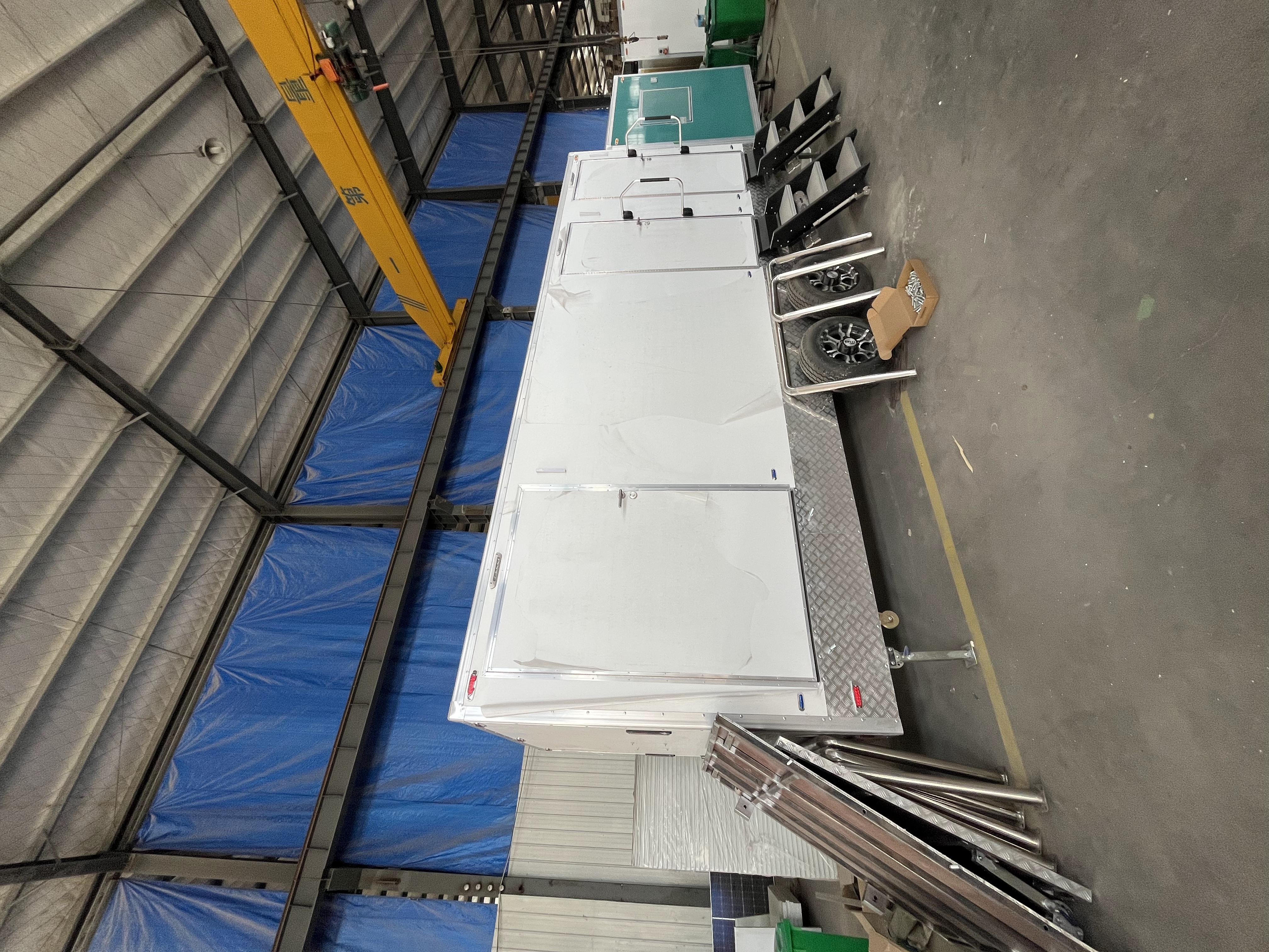 The new three-room mobile toilet trailer is easy to tow and creates a comfortable toilet experience