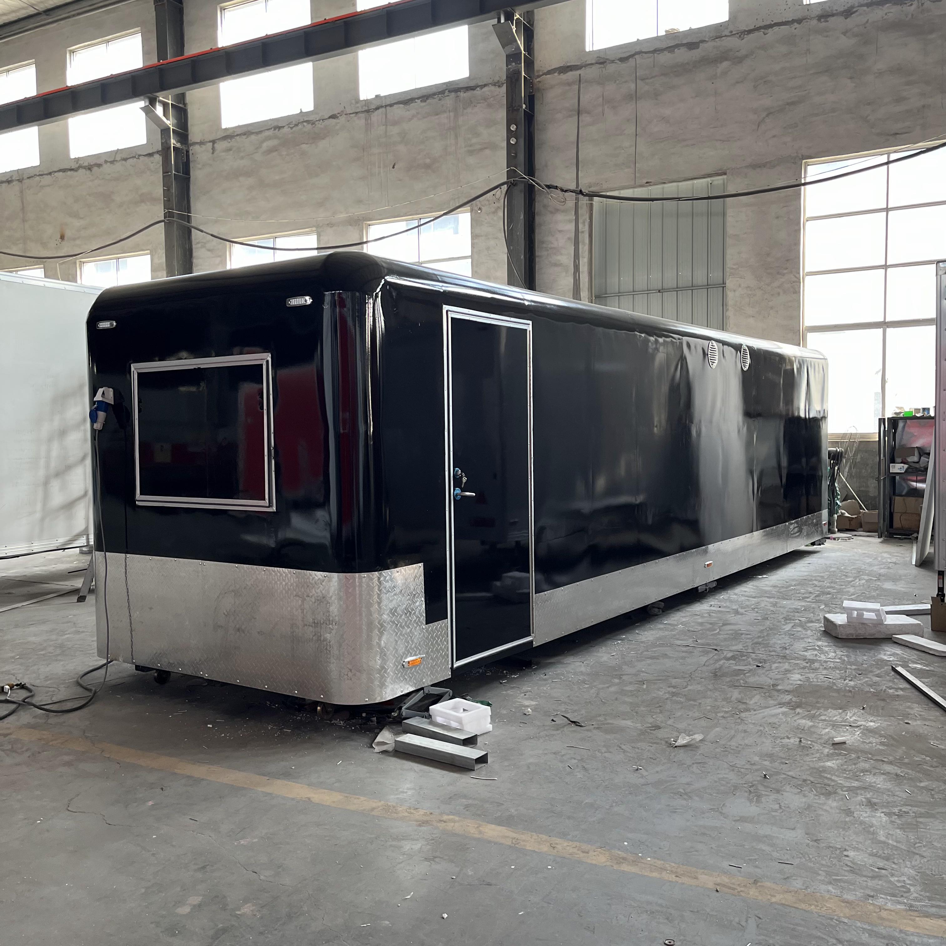 Cool black and fashionable style trailer food truck, mobile food station, start a delicious journey