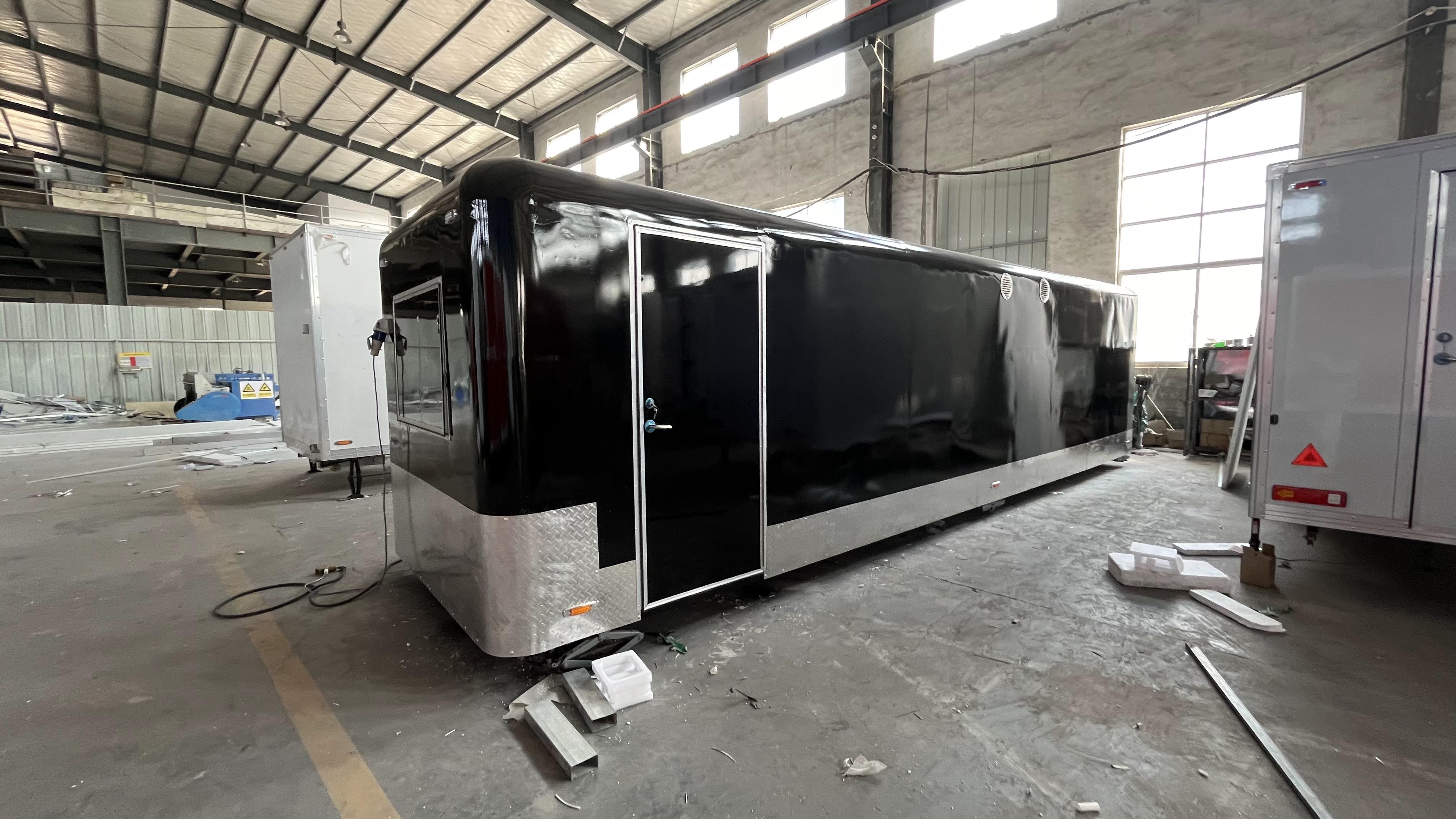 Cool black and fashionable style trailer food truck, mobile food station, start a delicious journey