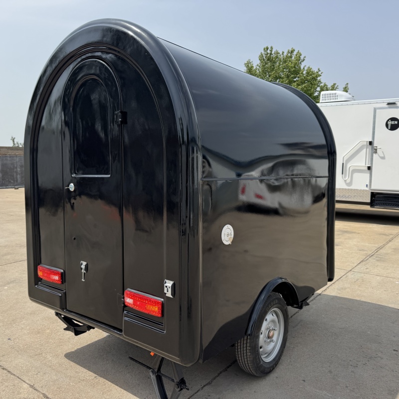 "Black small traction food cart, multi-functional integrated, meeting diverse business needs"