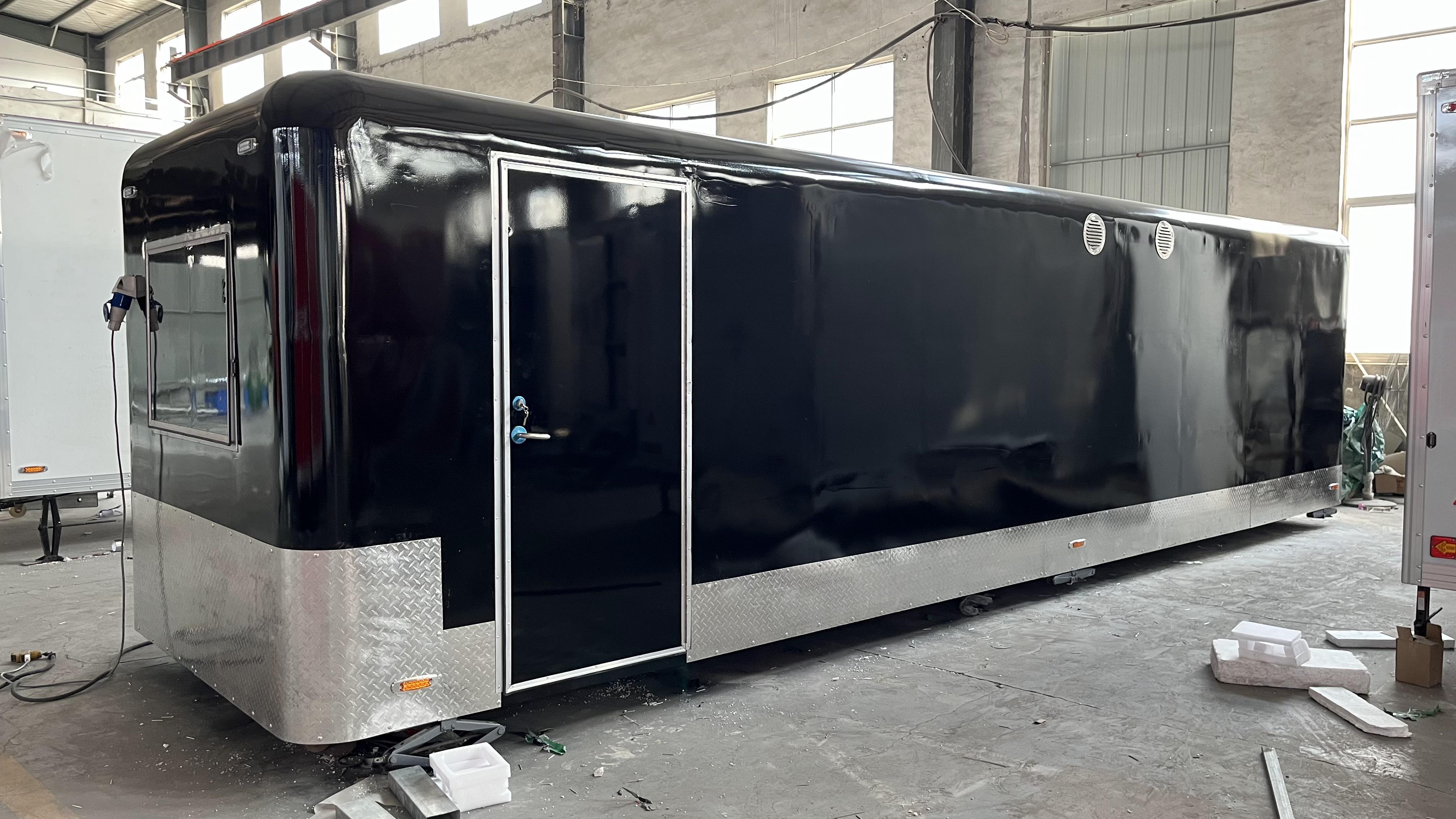 Cool black and fashionable style trailer food truck, mobile food station, start a delicious journey