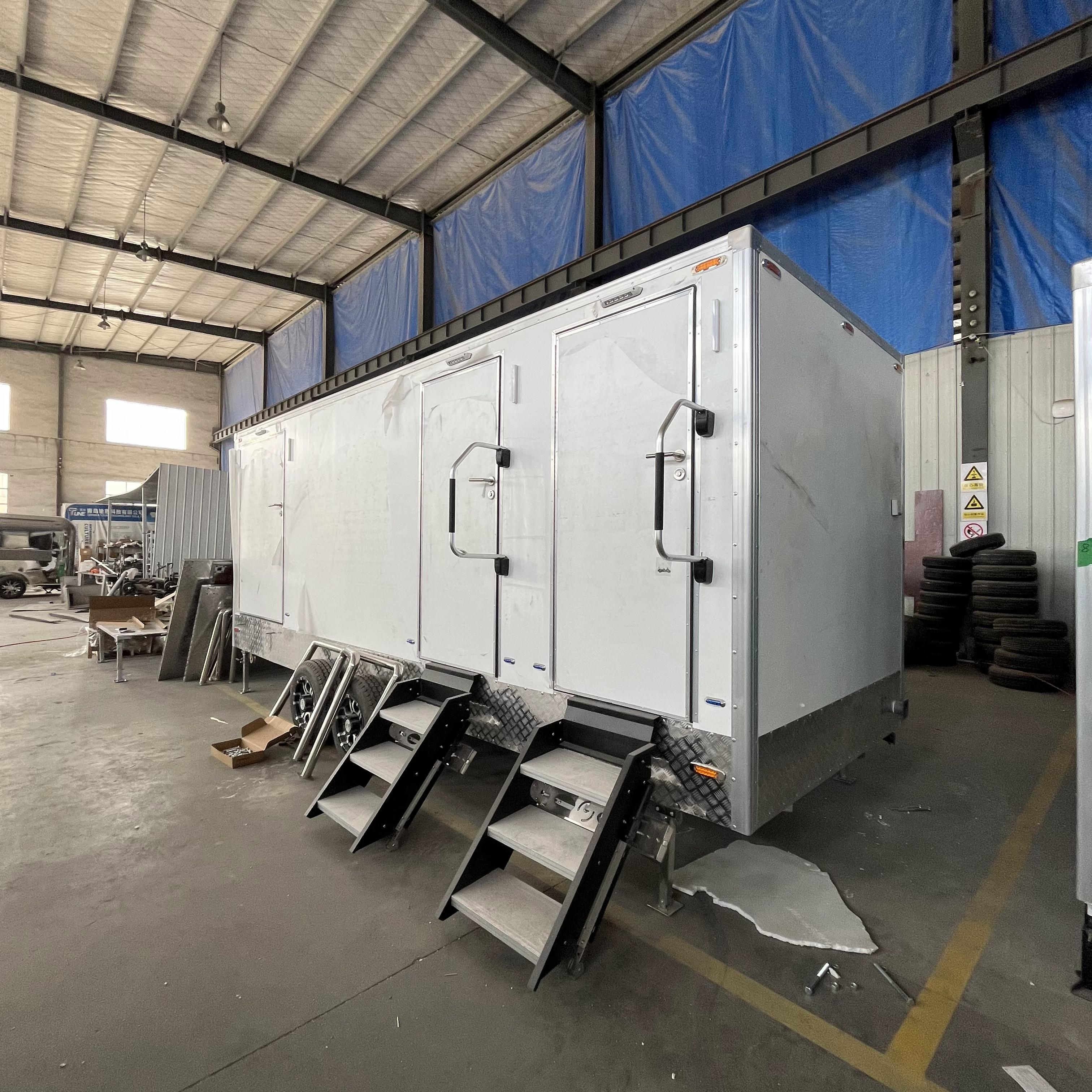 The new three-room mobile toilet trailer is easy to tow and creates a comfortable toilet experience