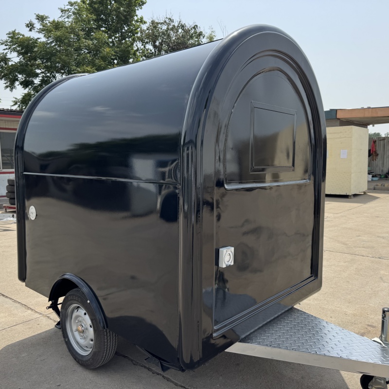 "Black small traction food cart, multi-functional integrated, meeting diverse business needs"