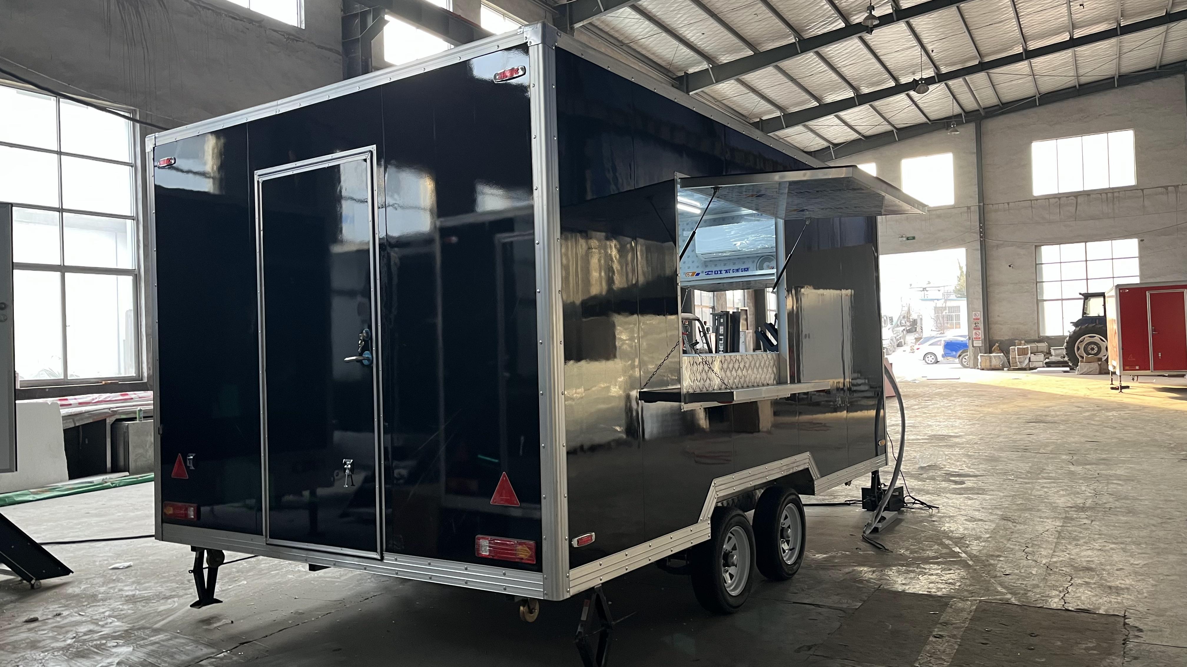 Black large square food cart, commercial mobile sales cart, small street vending cart, large-capacity storage street vending cart, outdoor street vending wonder