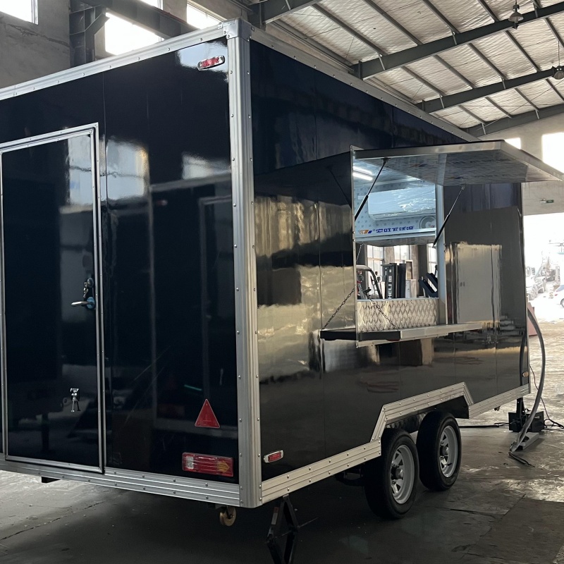 Black large square food cart, commercial mobile sales cart, small street vending cart, large-capacity storage street vending cart, outdoor street vending wonder