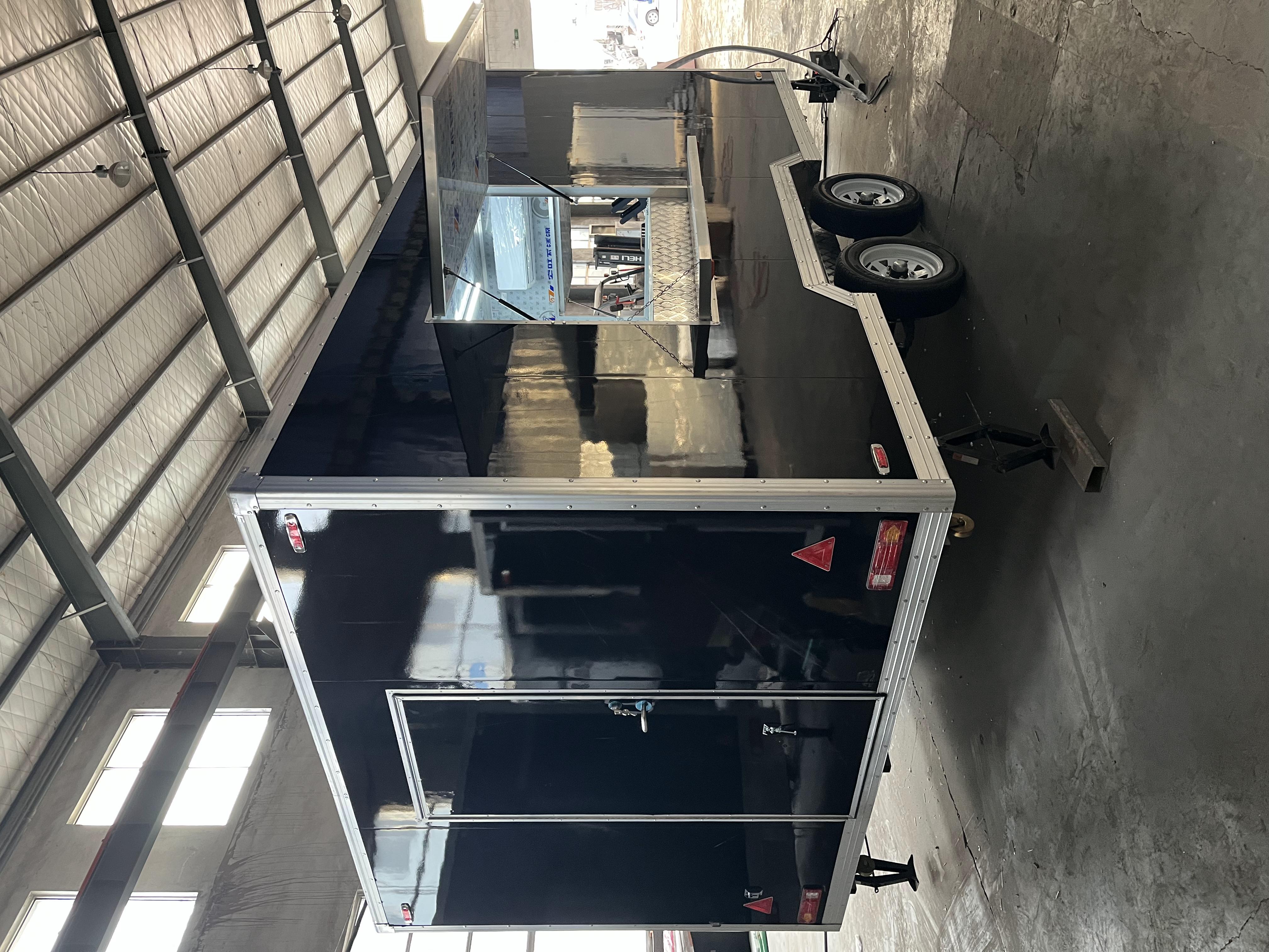 Black large square food cart, commercial mobile sales cart, small street vending cart, large-capacity storage street vending cart, outdoor street vending wonder