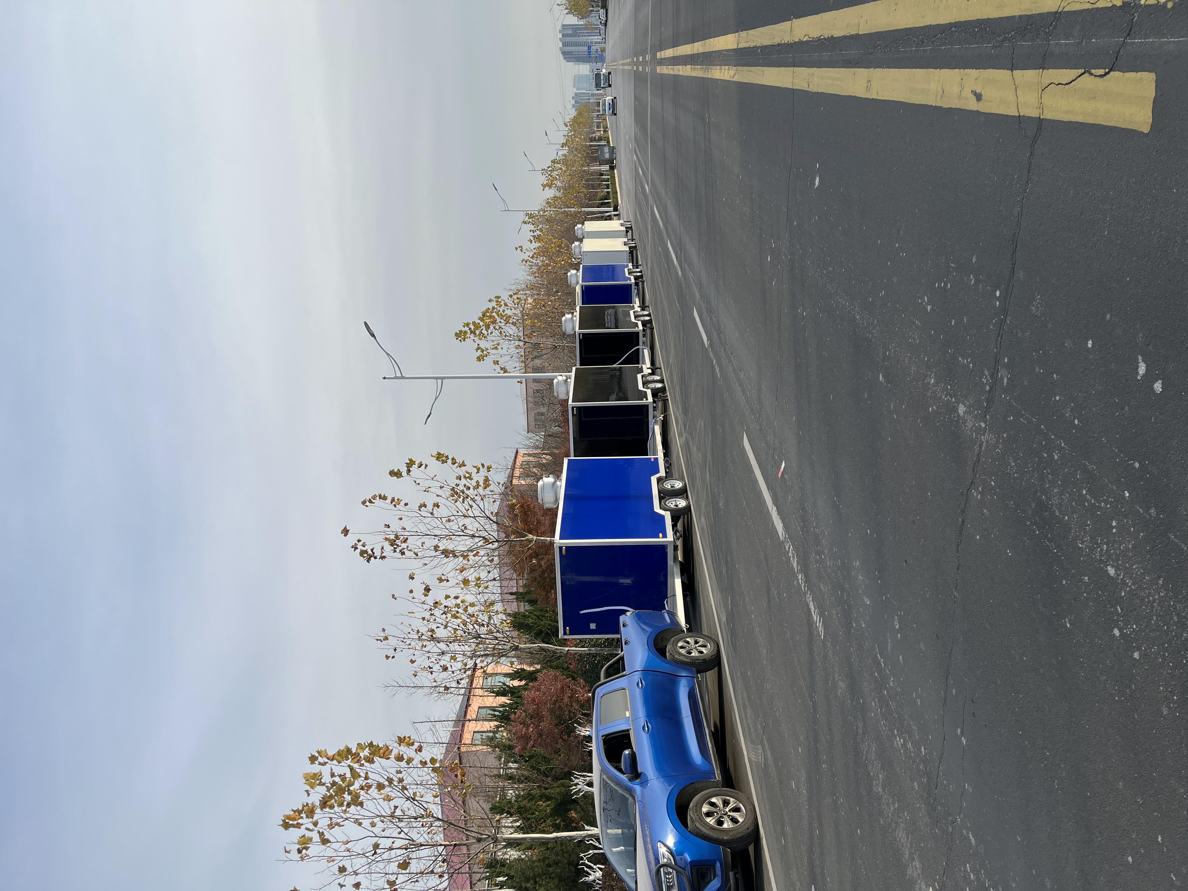 Fresh Blue Melody Food Truck Trailer: A mobile food station with a light and fresh style
