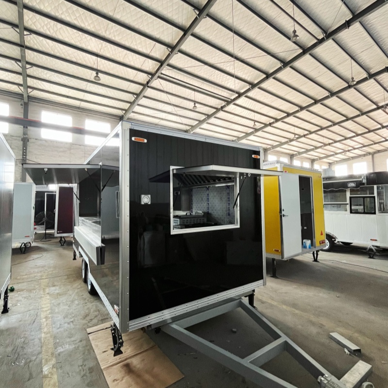 Black portable food truck trailer