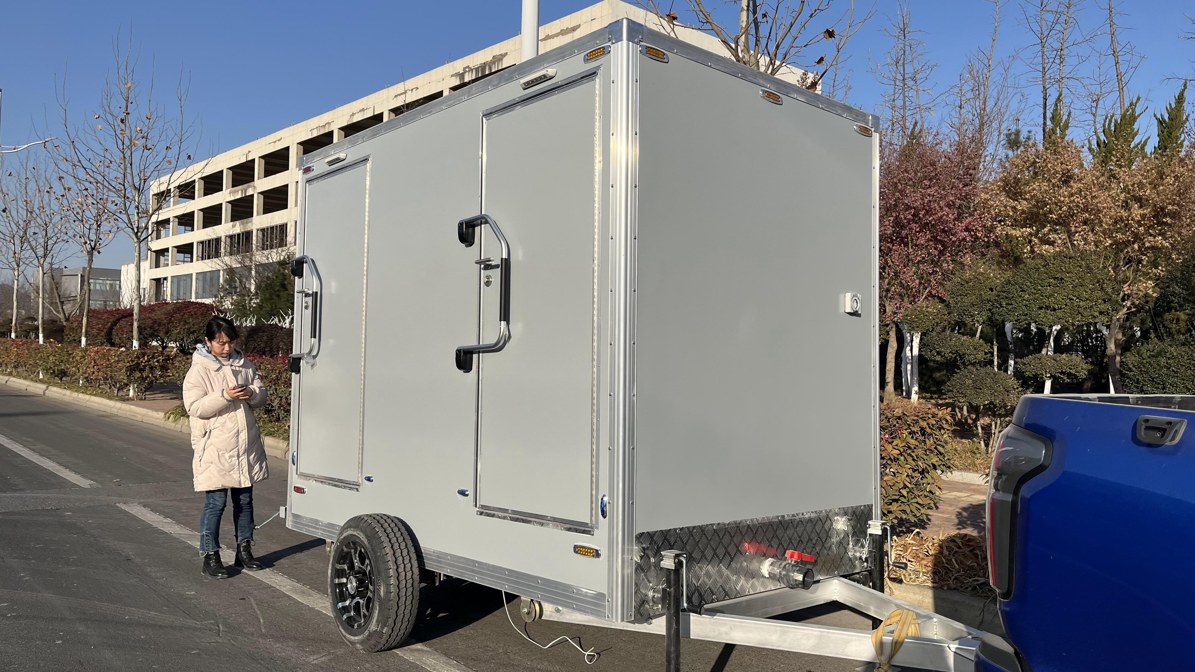 Two-room grey mobile toilet | Modular combination + ventilation system, temporary site toilet solution