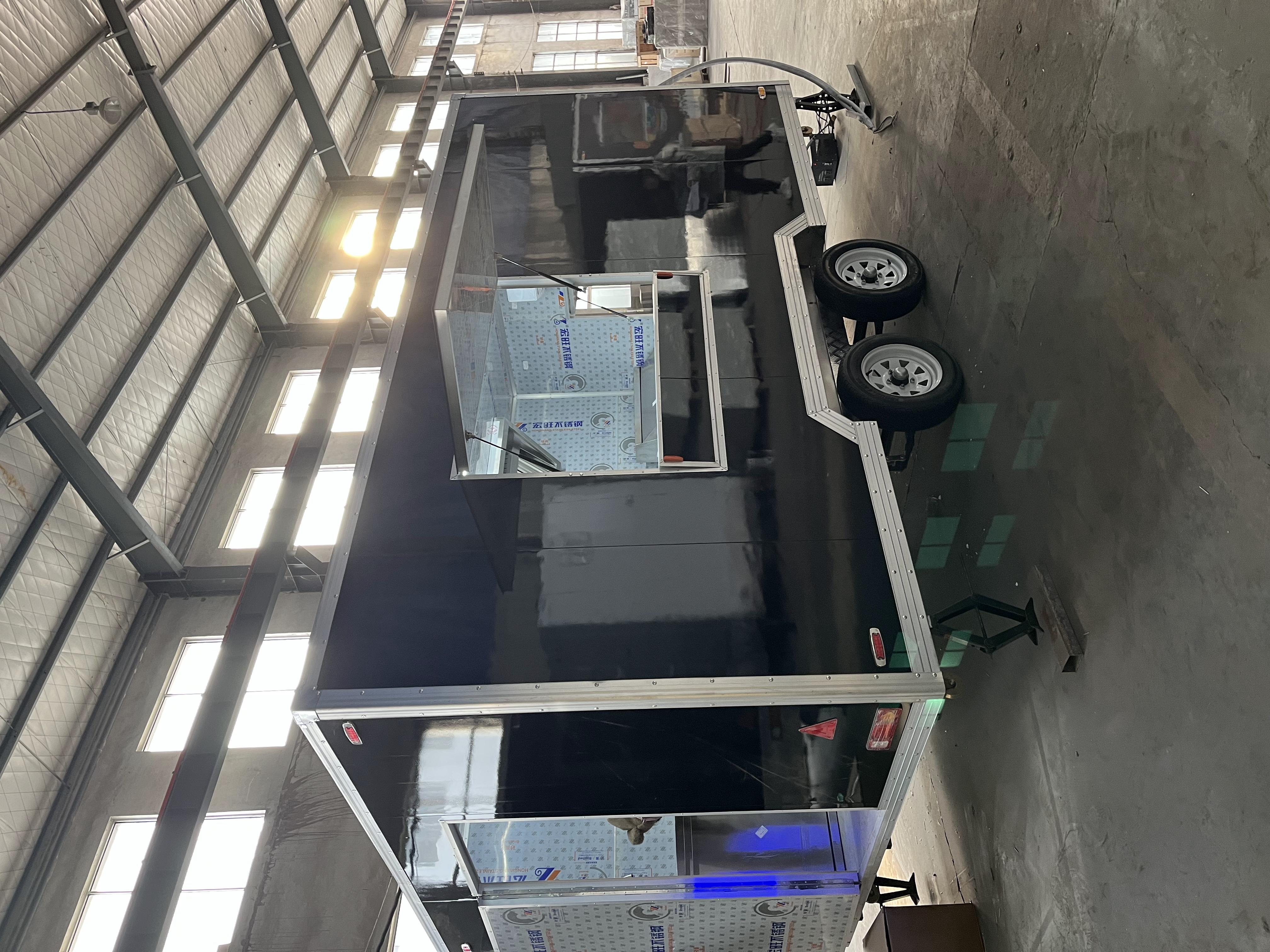 Black large square food cart, commercial mobile sales cart, small street vending cart, large-capacity storage street vending cart, outdoor street vending wonder