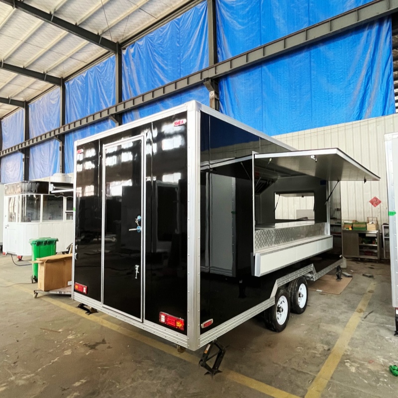Black portable food truck trailer